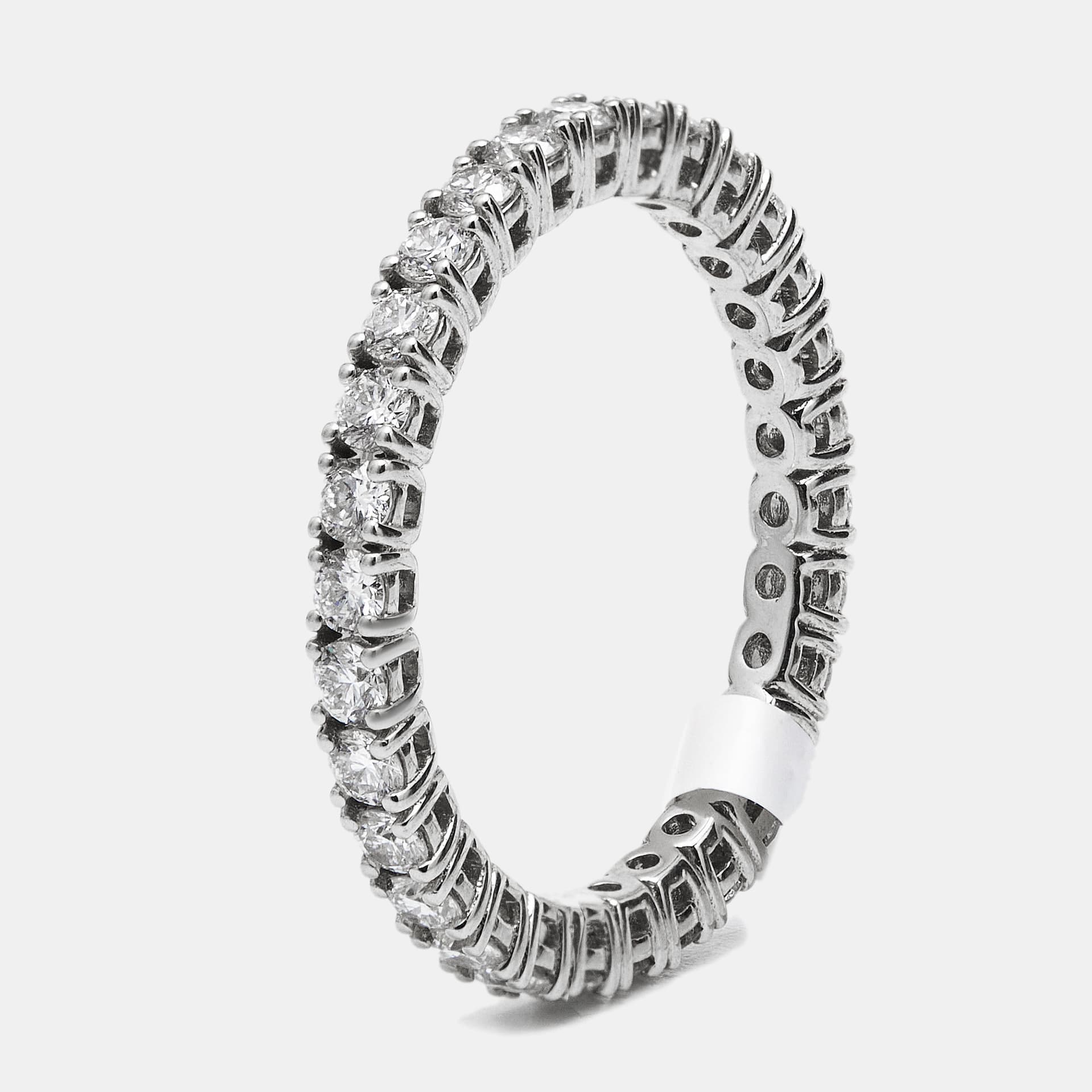 1 cts Round Lab Grown Diamond 18k White Gold Ring Size 53