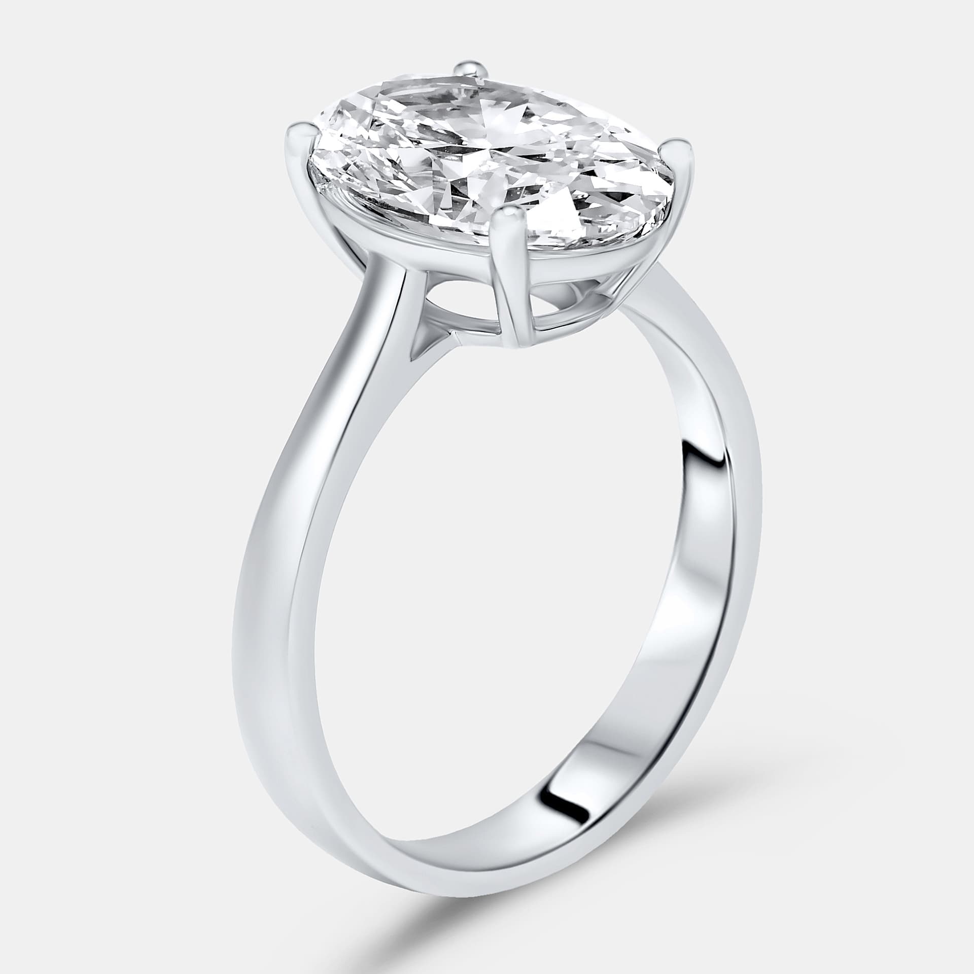 3.00 cts Oval Lab Grown Diamond 18k White Gold Ring Size 55