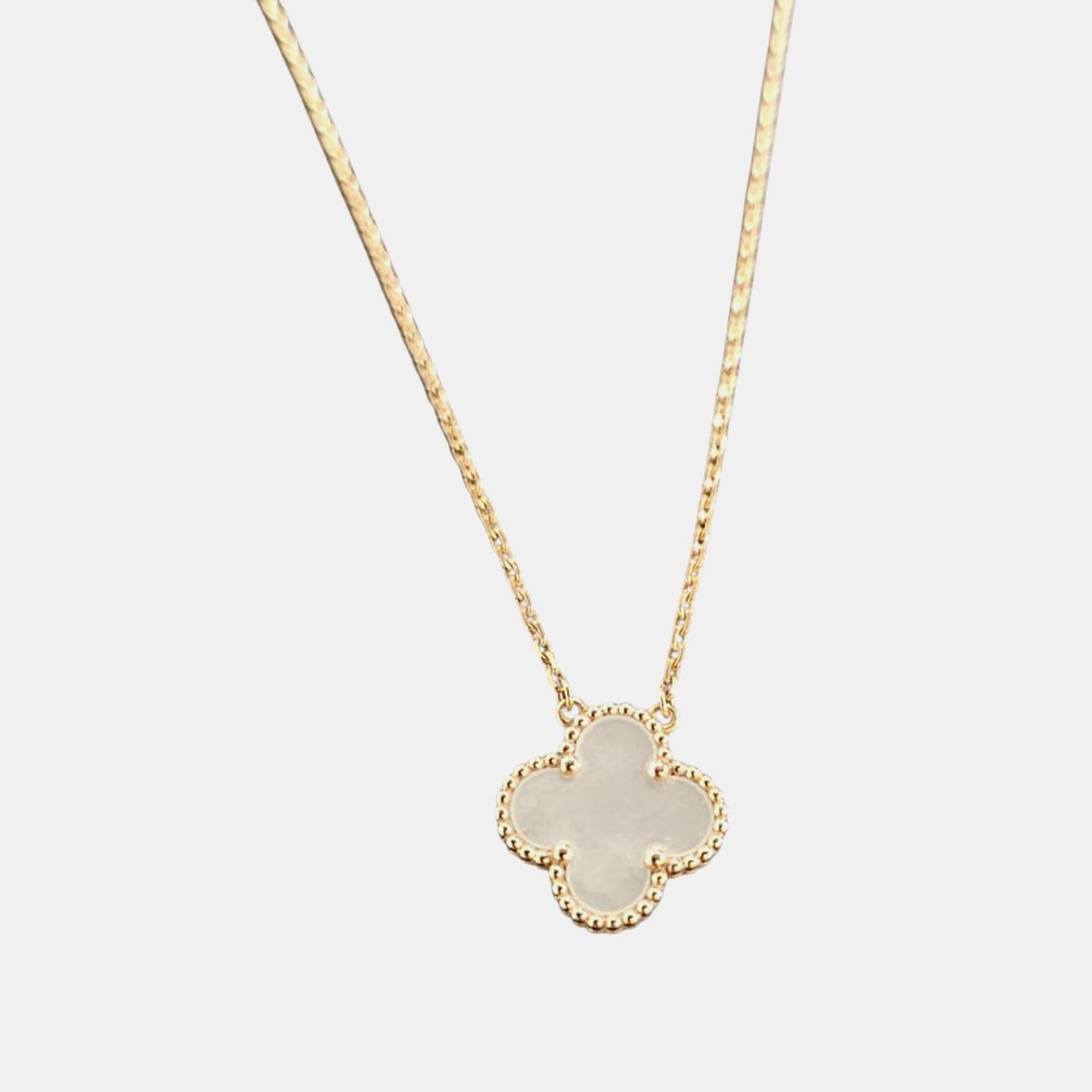 Van Cleef & Arpels Vintage Alhambra Pendant 18K Yellow Gold Mother of Pearl Necklace