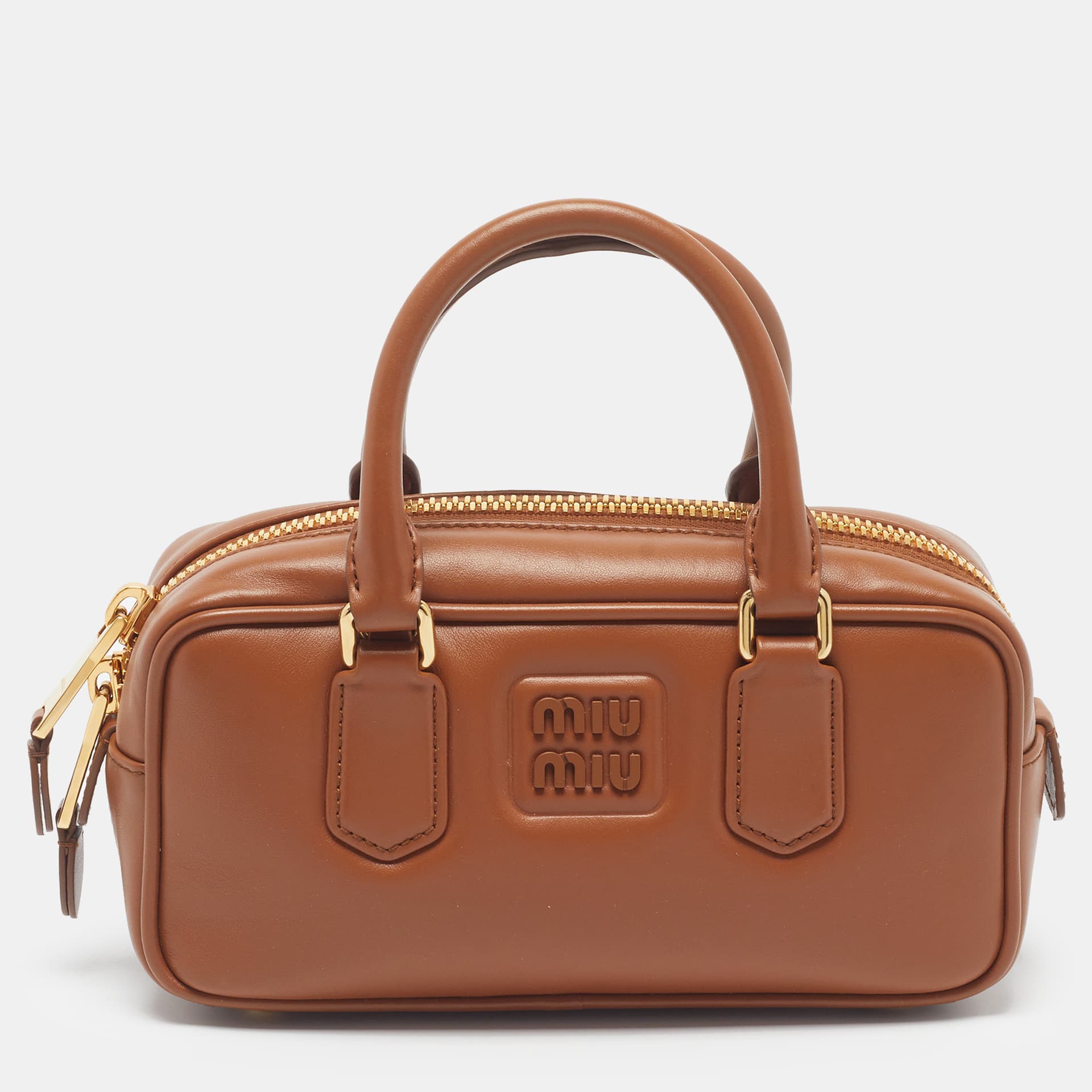 Miu Miu Arcadie Cognac Leather Satchel