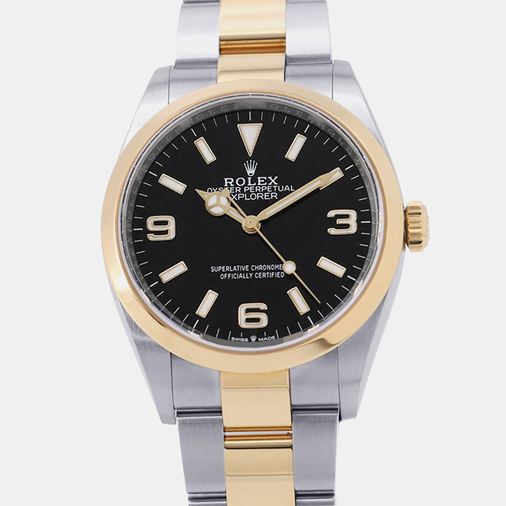 Rolex Explorer 124273 Black 18K Yellow Gold, Stainless Steel Automatic Men's Wristwatch 36mm