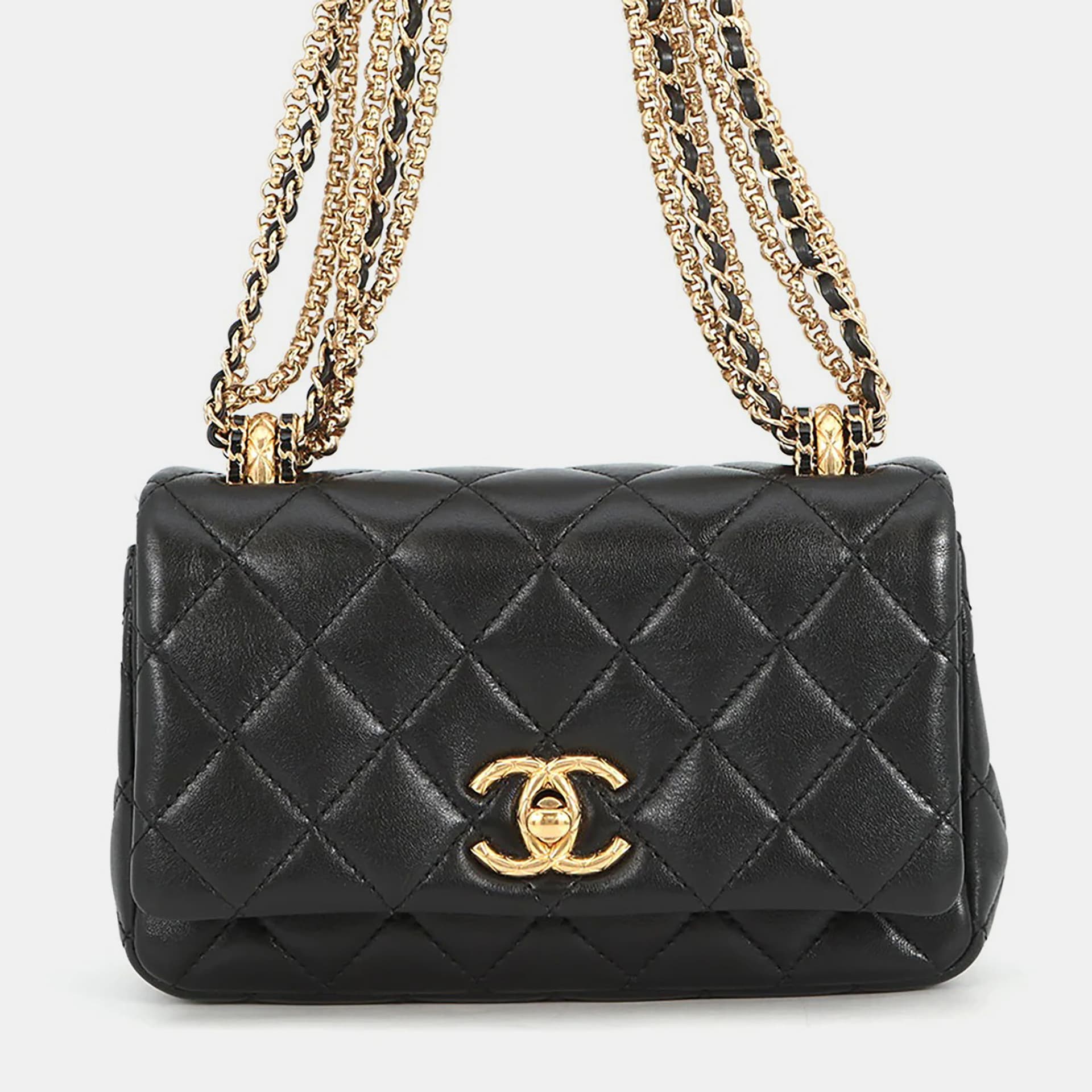 Chanel Matelasse Chain shoulder Black Lambskin Size Mini