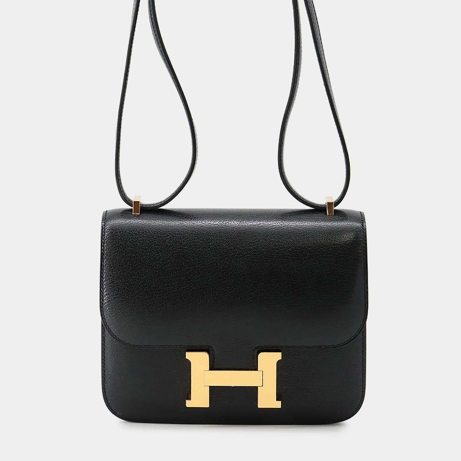 Hermes Constance Miroir Mini Black Chevre Mysore Goatskin Crossbody Bag