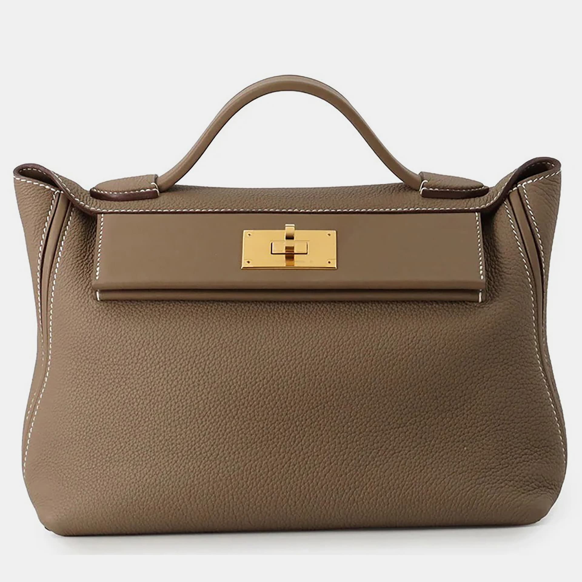 Hermes 24/24 29 Etoupe Togo Calfskin Leather Swift Leather Top Handle Bag