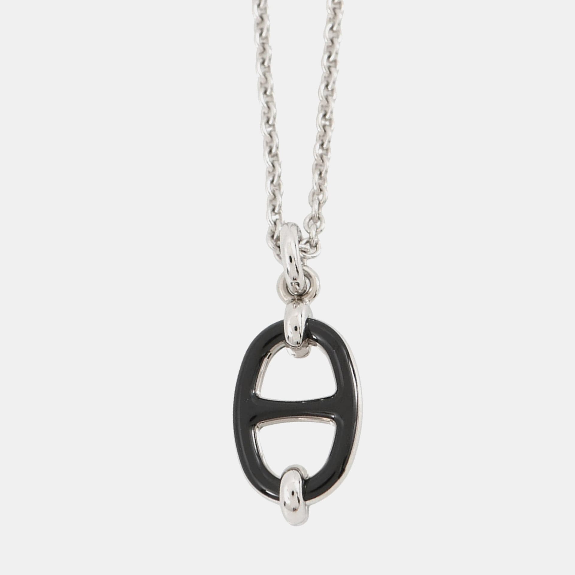 Hermes Maillon Necklace Black Lacquer Metal