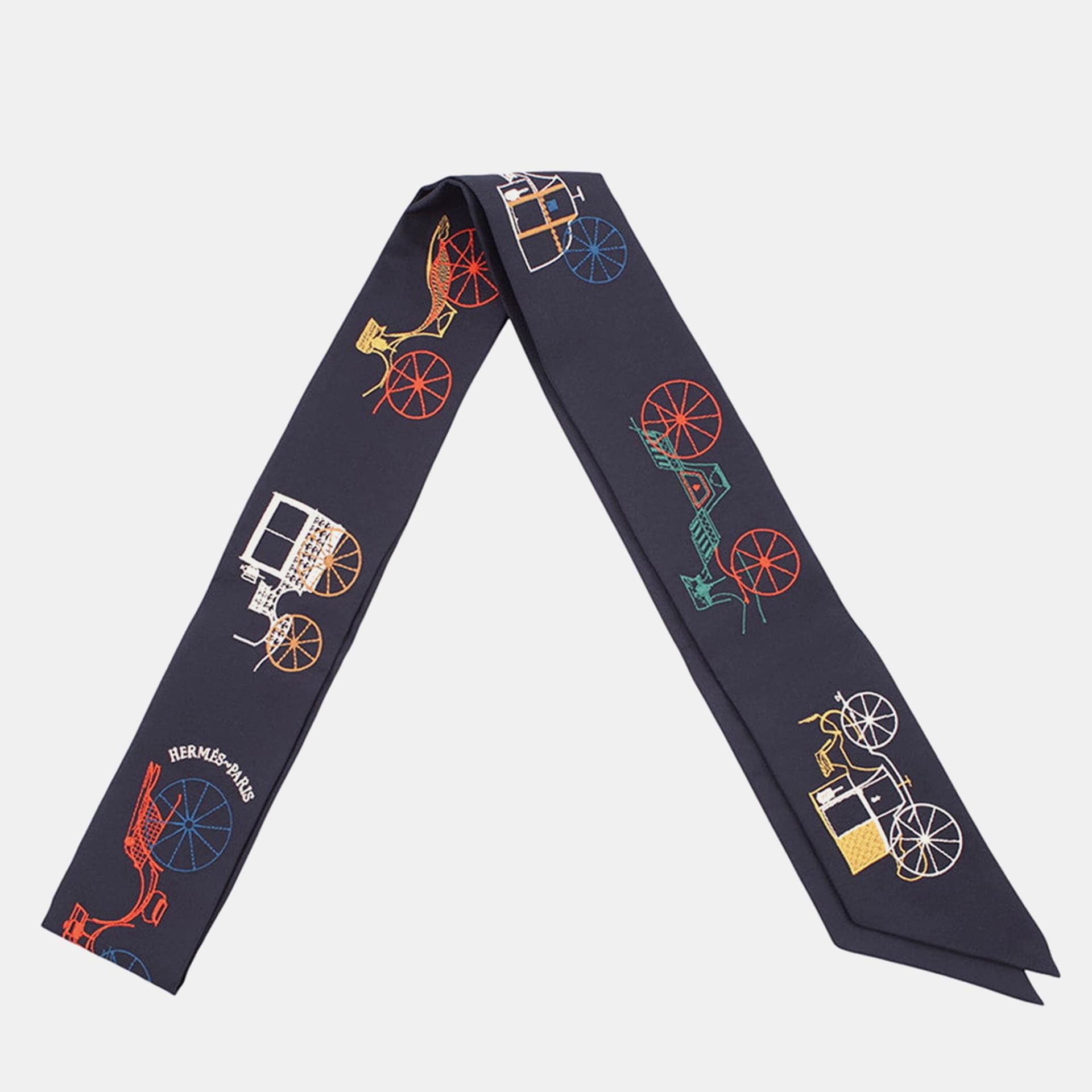 Hermes Twilly Long Twilly A To Berlin Blue Noir/Multicolor Silk100%