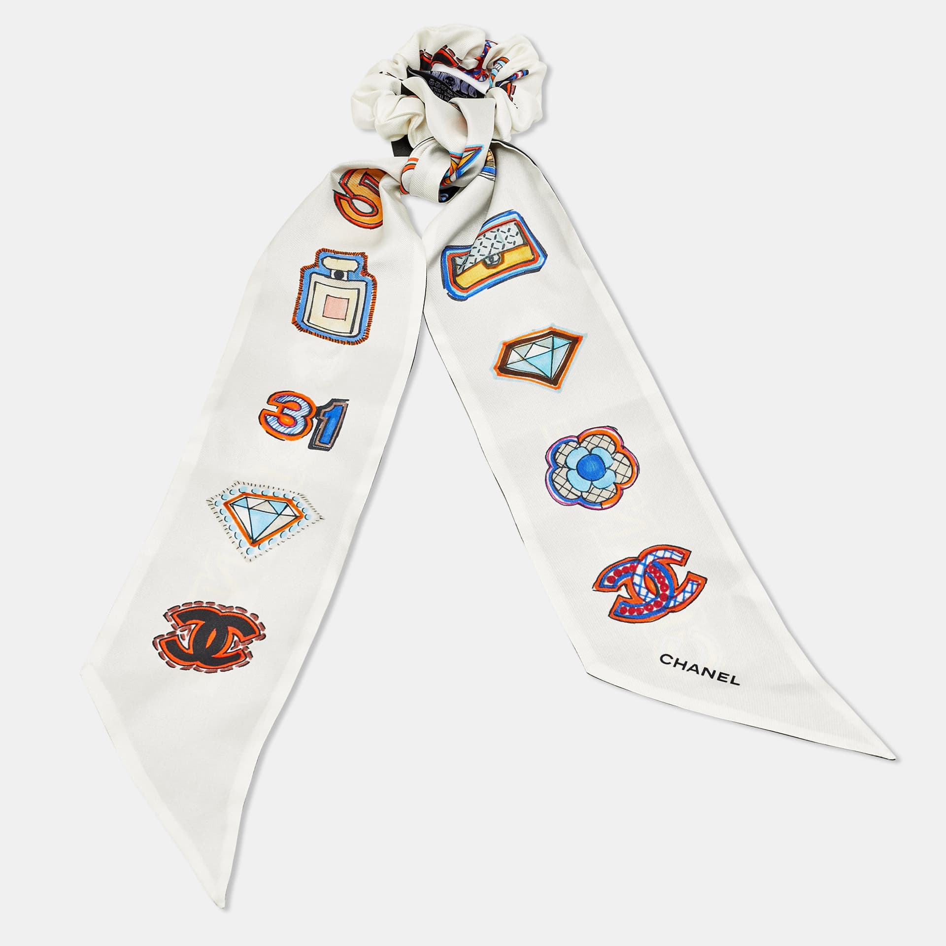 Chanel Multicolour Printed Silk Scrunchie