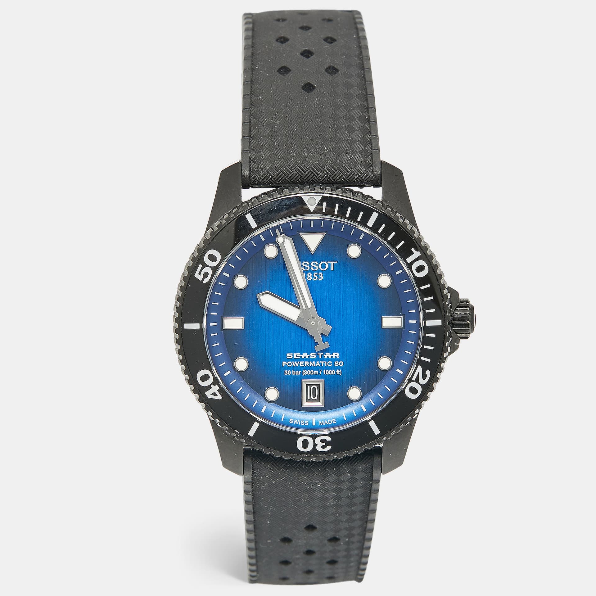 Tissot Seastar T120.807.37.041.00 Blue Dial PVD Coated Stainless Steel Rubber Men's Wristwatch 40 mm