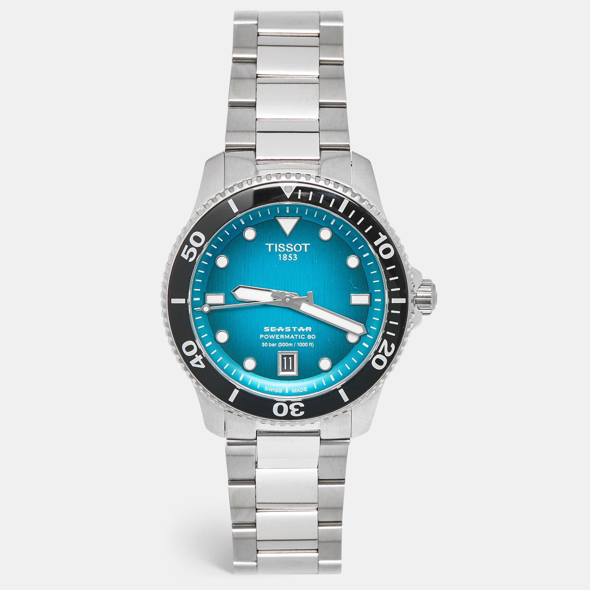 Tissot Seastar 1000 T120.807.11.091.00 Graded Turquoise-Black Dial Stainless Steel Men's Wristwatch 40 mm