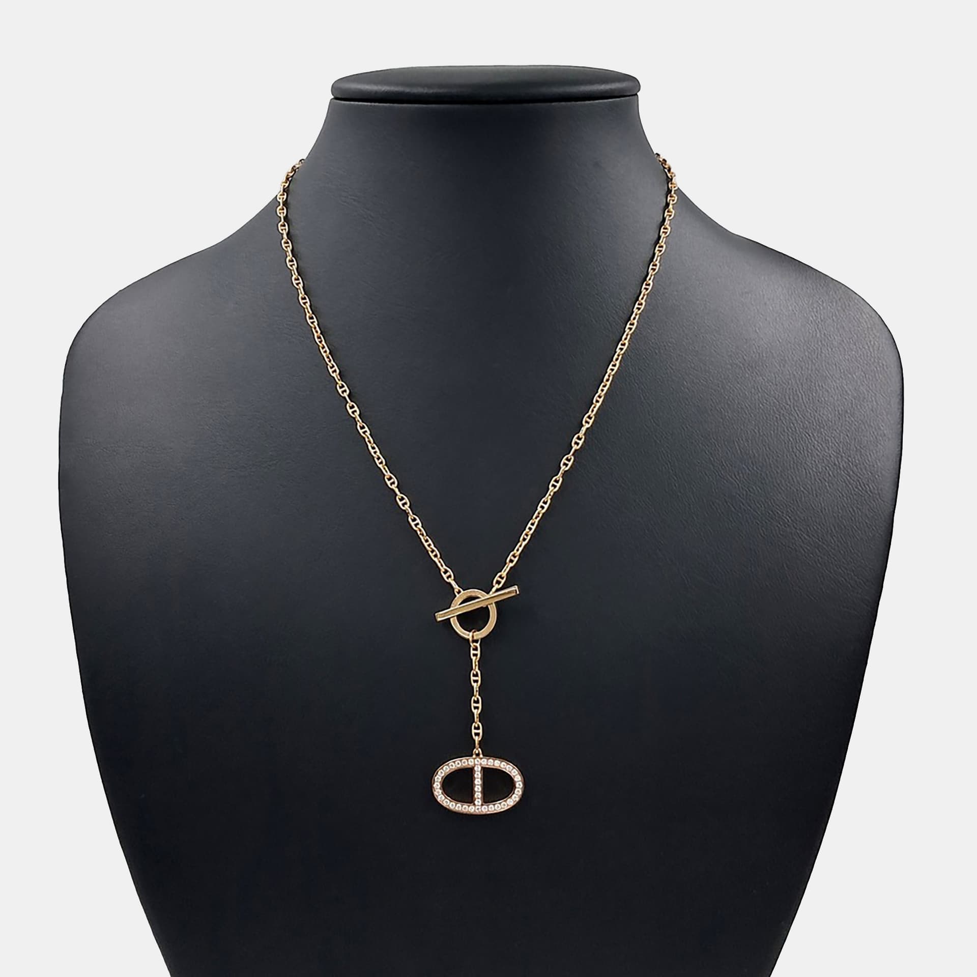 Herm&egrave;s 18k Rose Gold Diamond Chandal Contour Necklace