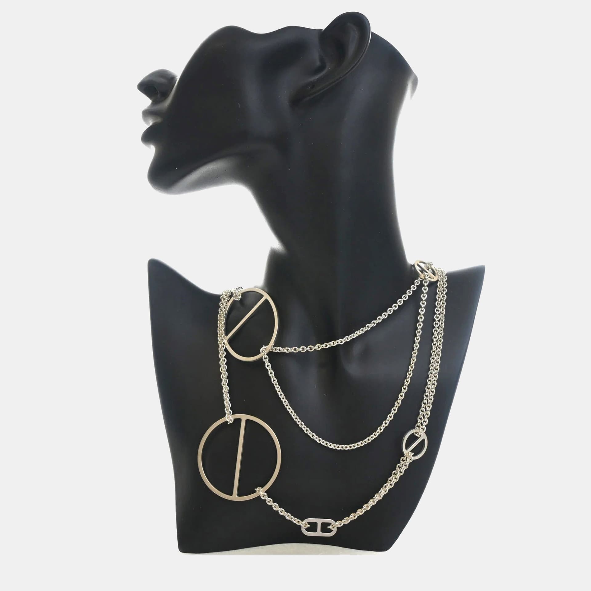 Hermes Azur 925 Sterling Silver Women's Sautoir Long Chain Necklace