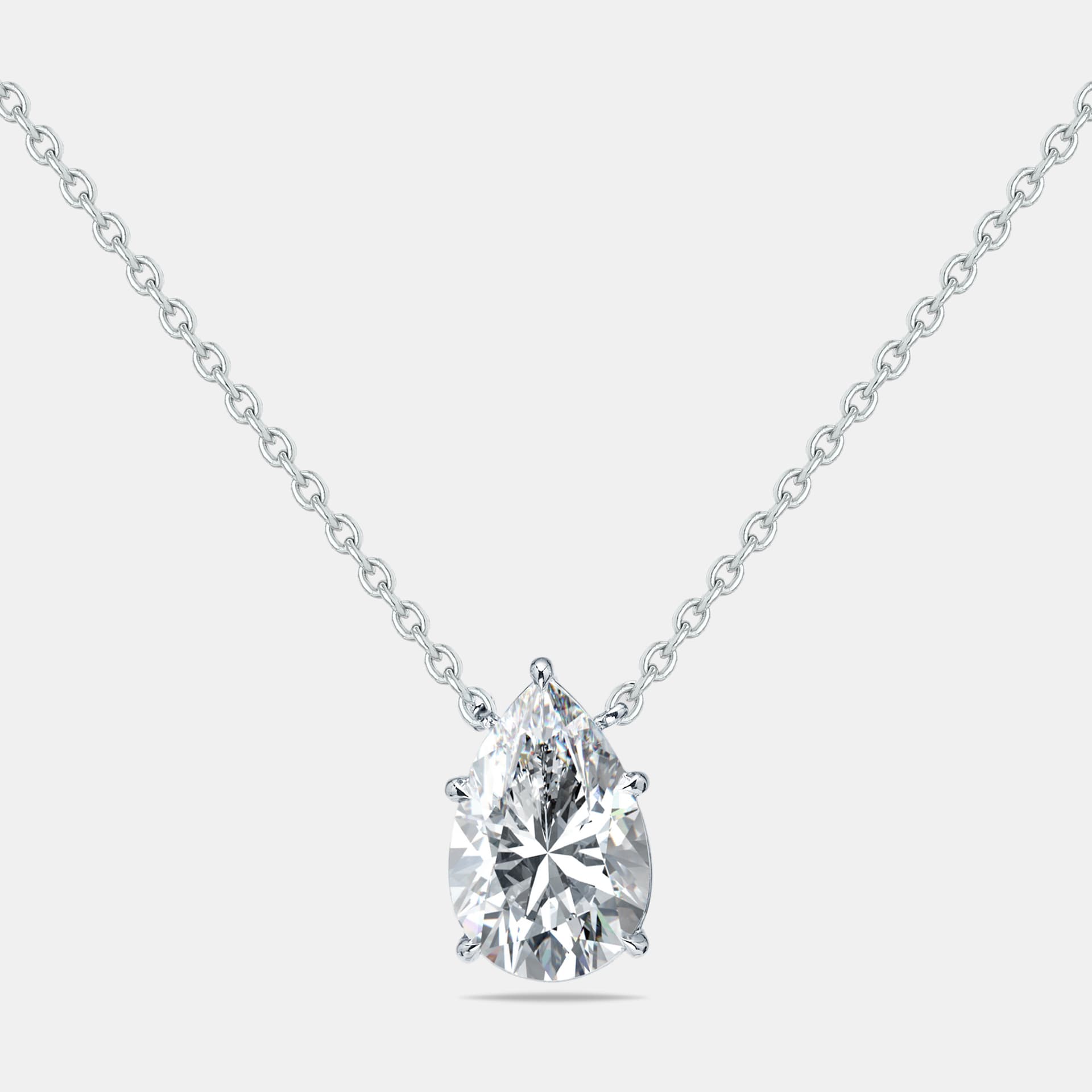 4.00 cts Pear Lab Grown Diamonds 18k White Gold Necklace