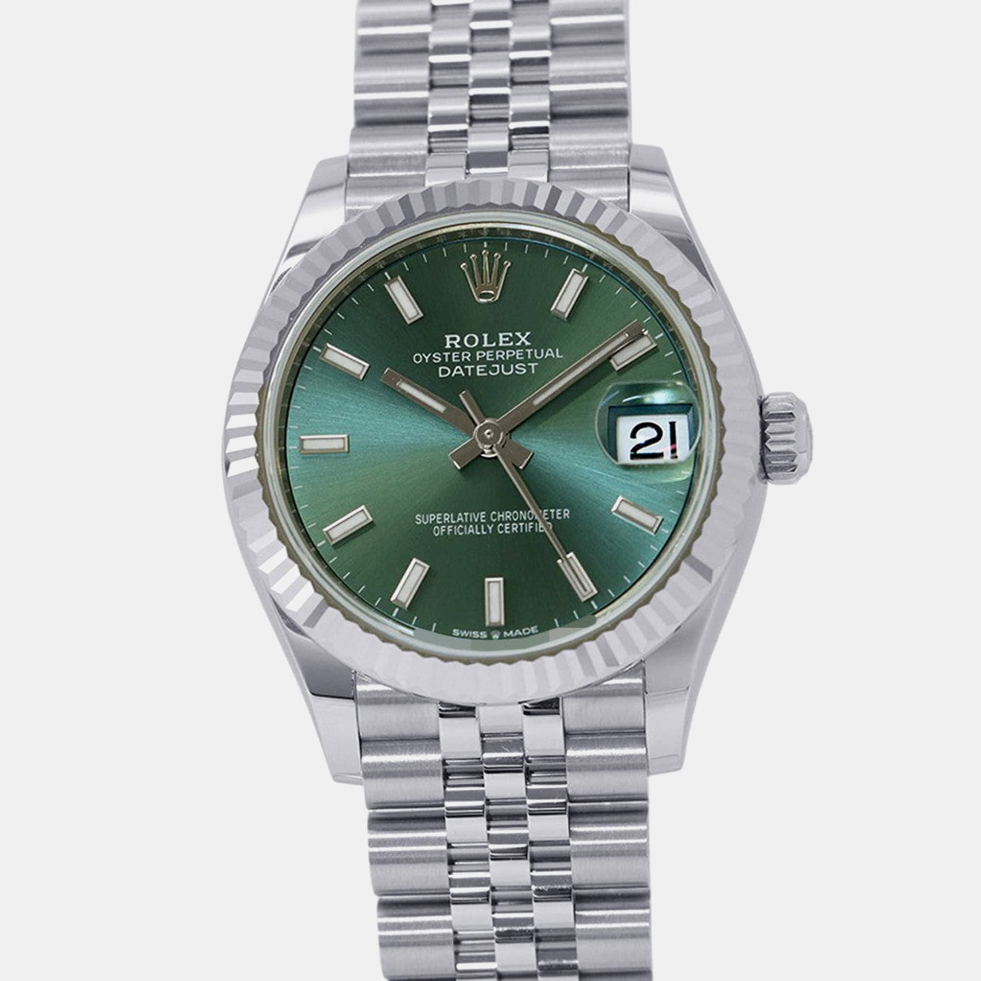 Rolex Datejust 278274 Green 18K White Gold Stainless Steel Automatic Women's Wristwatch 31mm