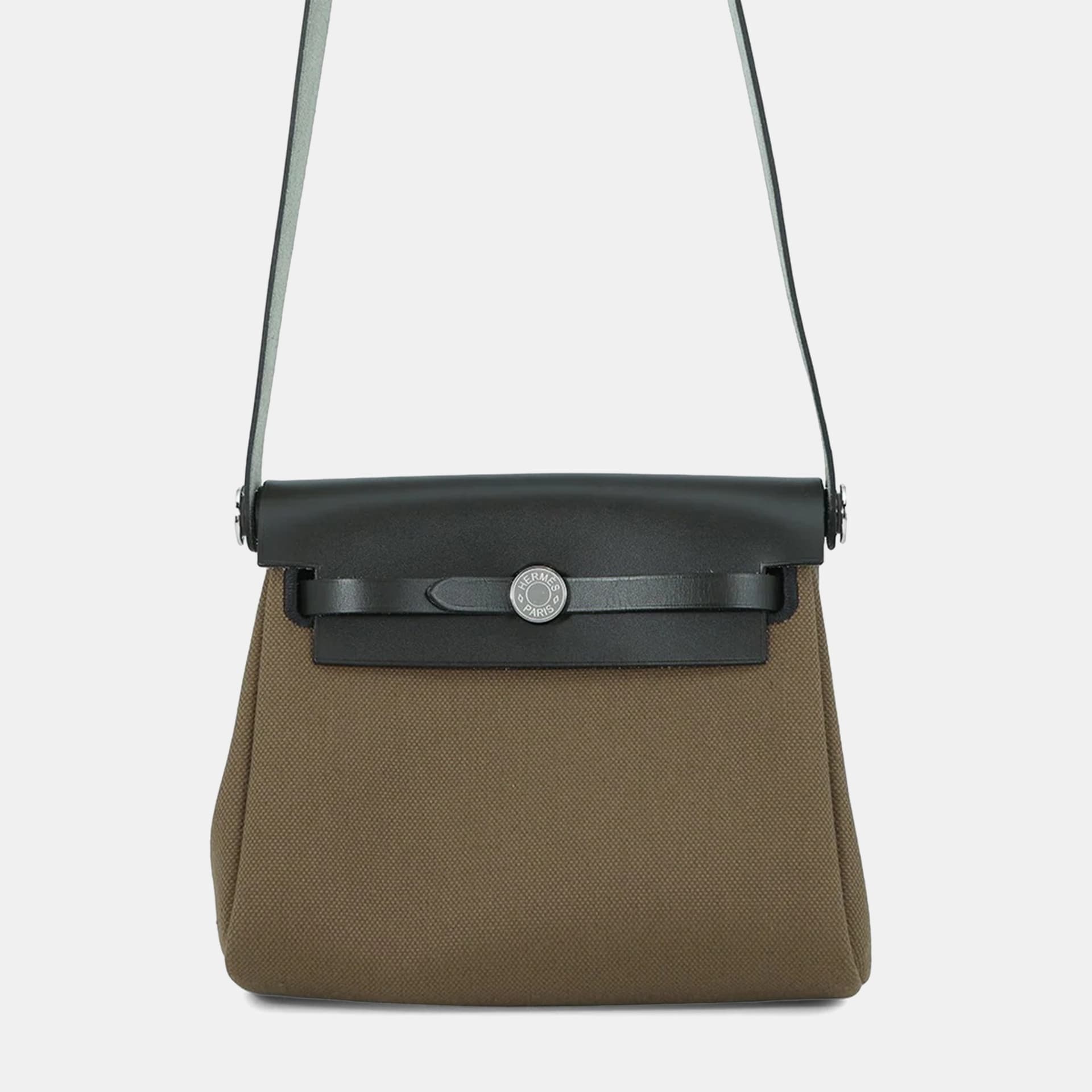 Hermes Herbag Zip Mini Vert Olive Khaki Toile Military Vache Hunter Leather Shoulder Bag