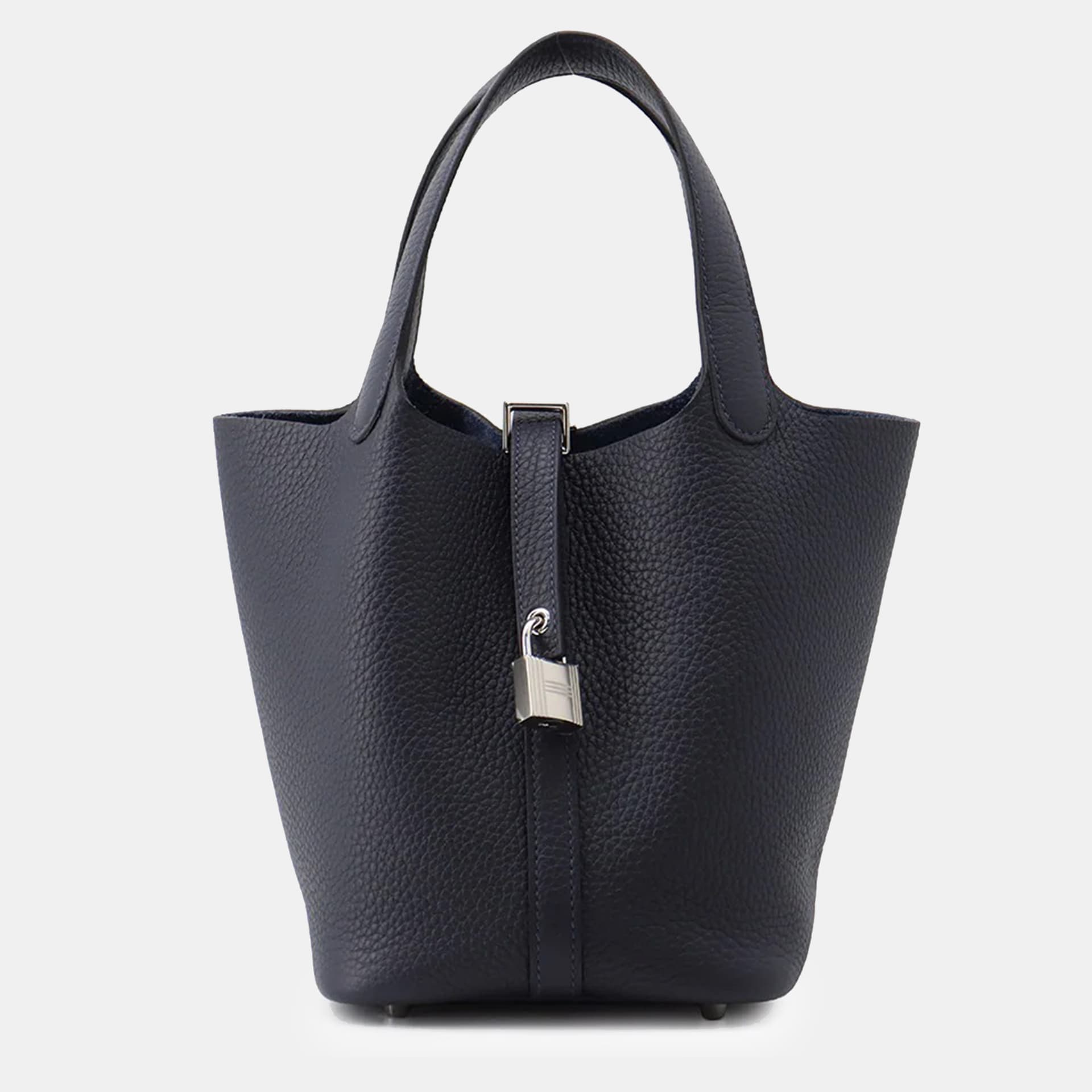 Hermes Picotin Lock Blue Nuit Taurillon Clemence Size 18 Tote Bag