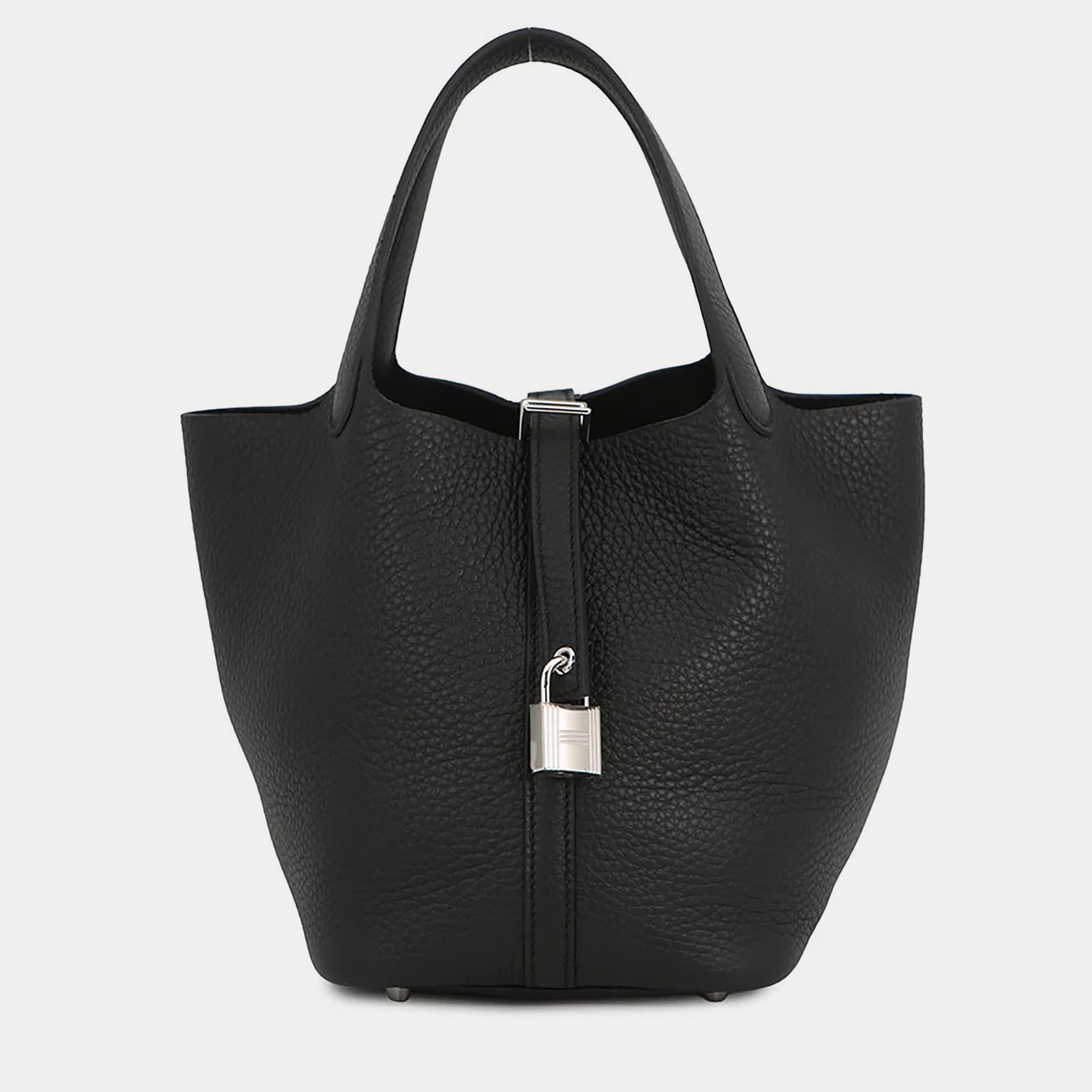 Hermes Picotin Lock Black Taurillon Clemence Size 18 Tote Bag