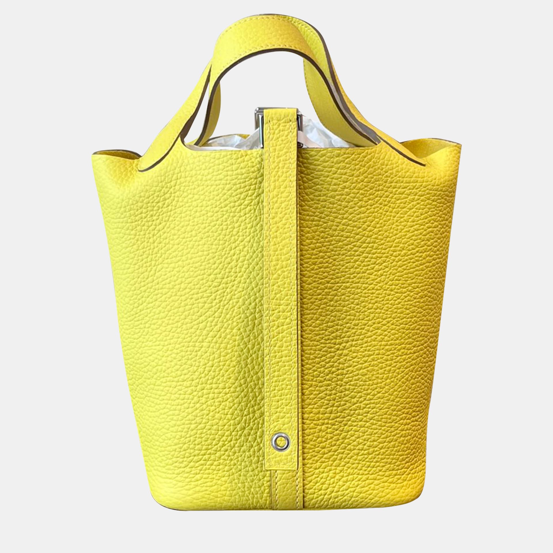 Hermes Picotin Lock 18 Lemon Yellow Togo Calfskin Leather Top Handle Bag