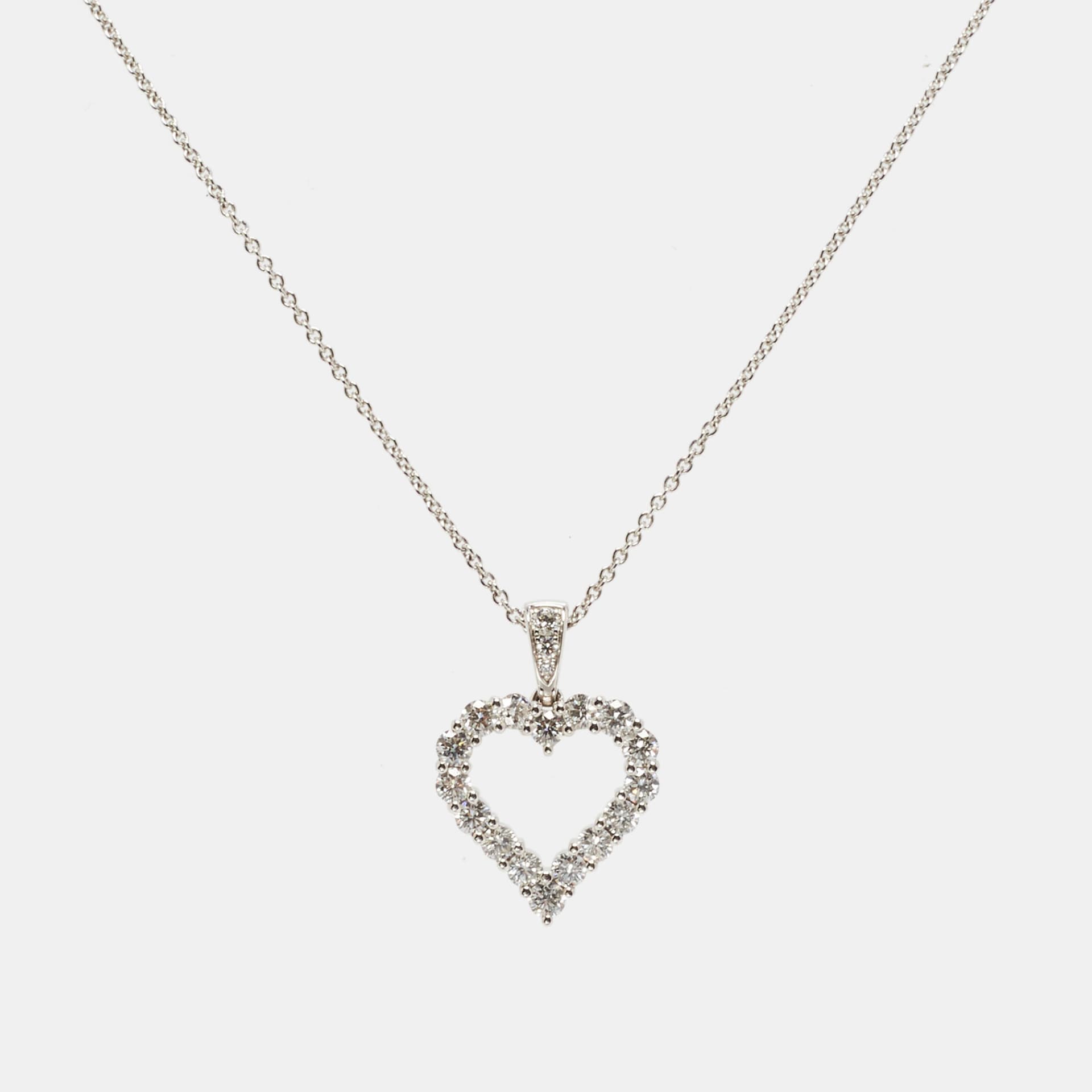 Graff Heart Silhouette Diamond 18k White Gold Necklace