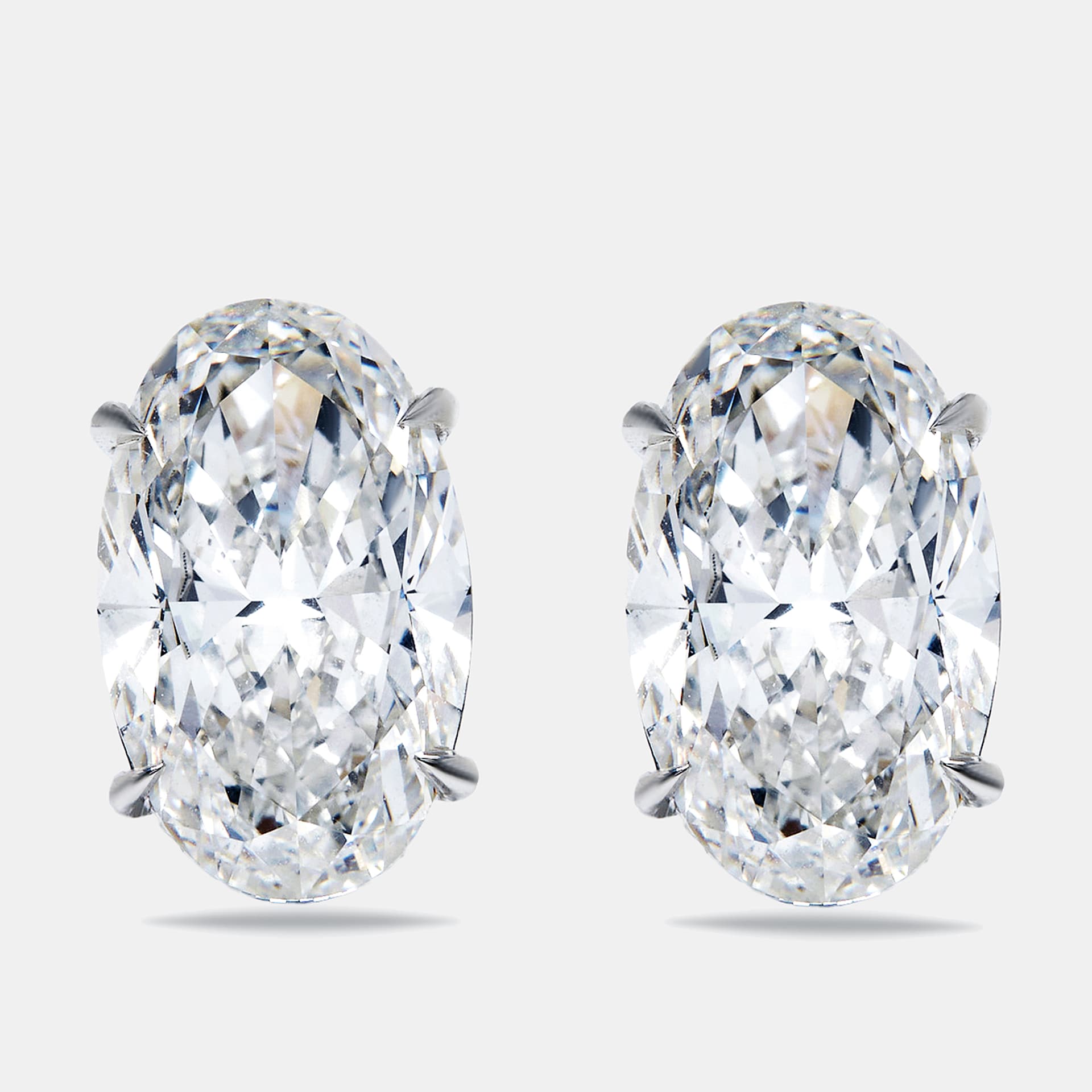 10.00 cts Oval Brilliant Cut Lab Grown Diamond 18k White Gold Earrings