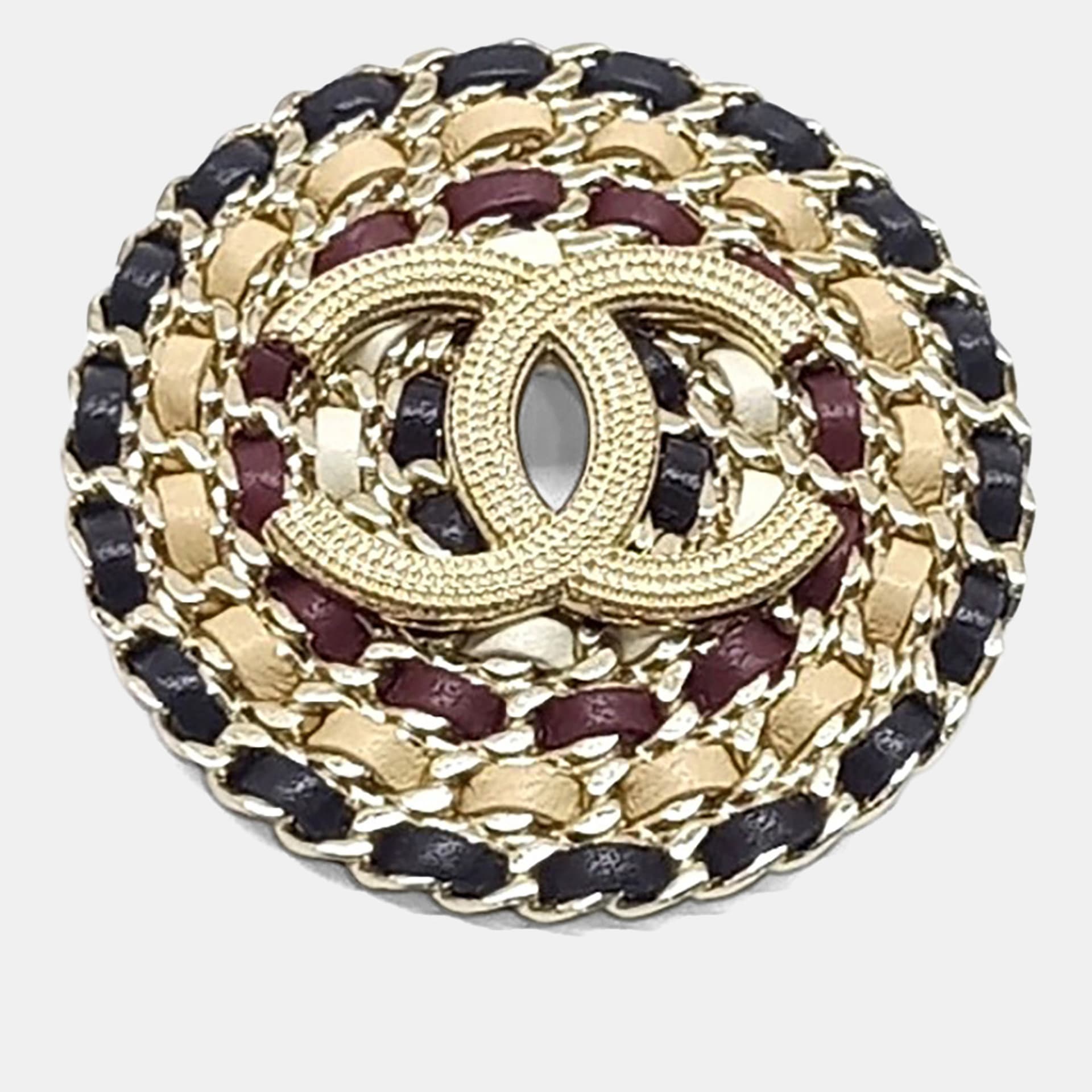 Chanel Gold Chain CC Logo Brooch