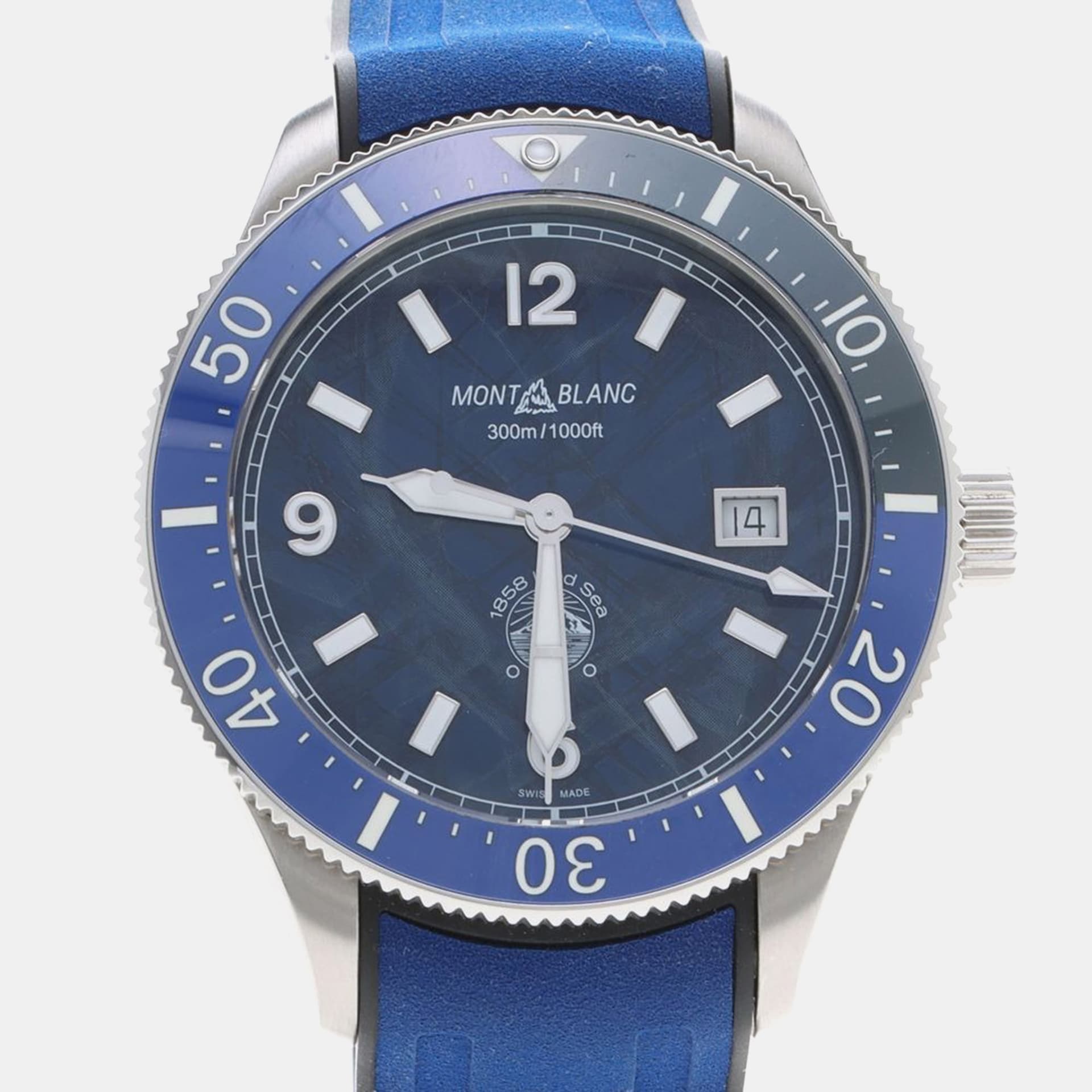 Montblanc 1858 Iced Sea 129370 Blue Stainless Steel Automatic Men's Wristwatch 42 mm