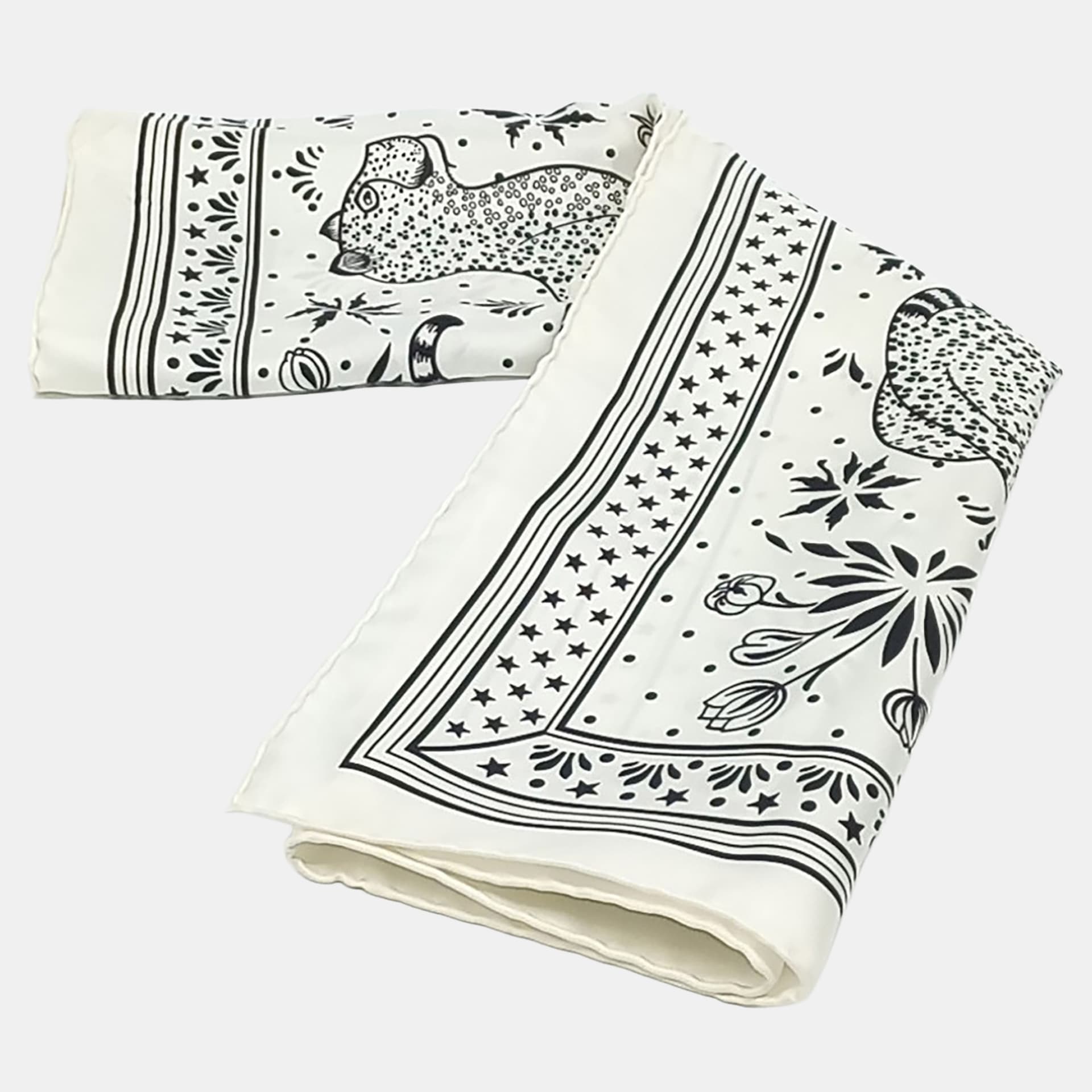 Herm&egrave;s silk Ivory & Black scarf