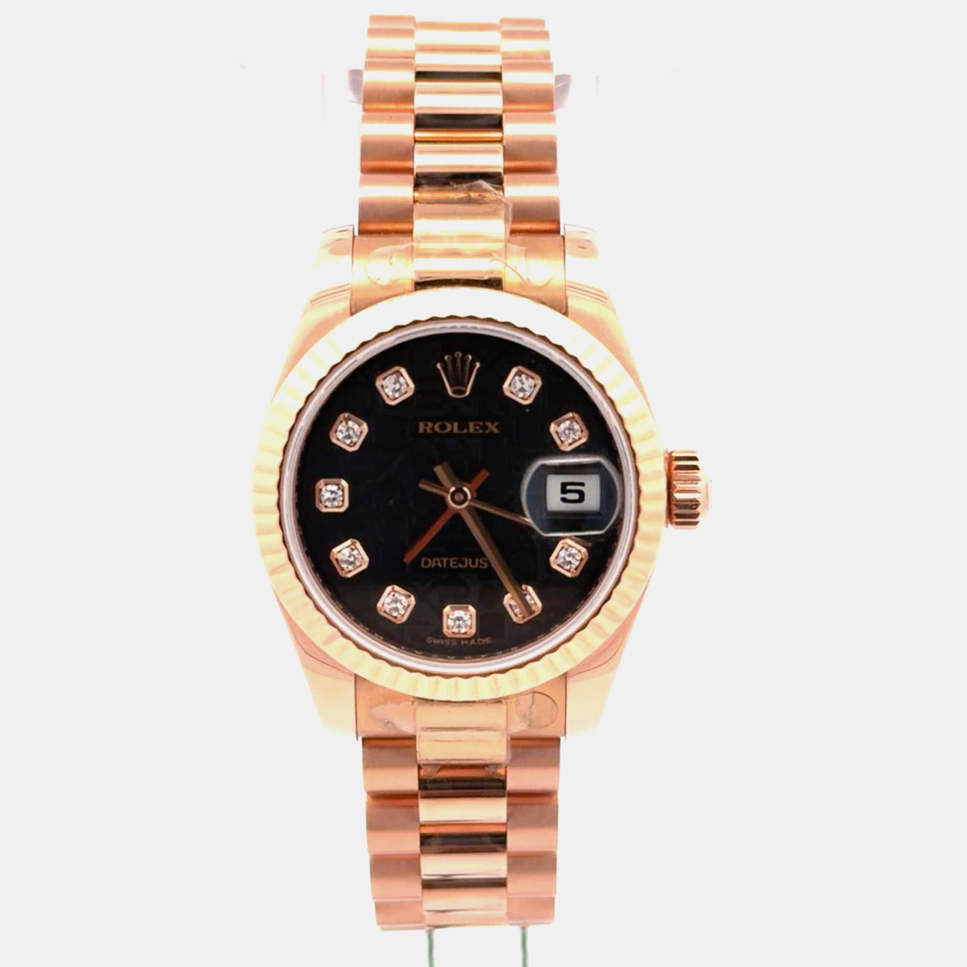 Rolex Lady Datejust 179175 Black Rose Gold, Diamond Automatic Women's Wristwatch 26mm