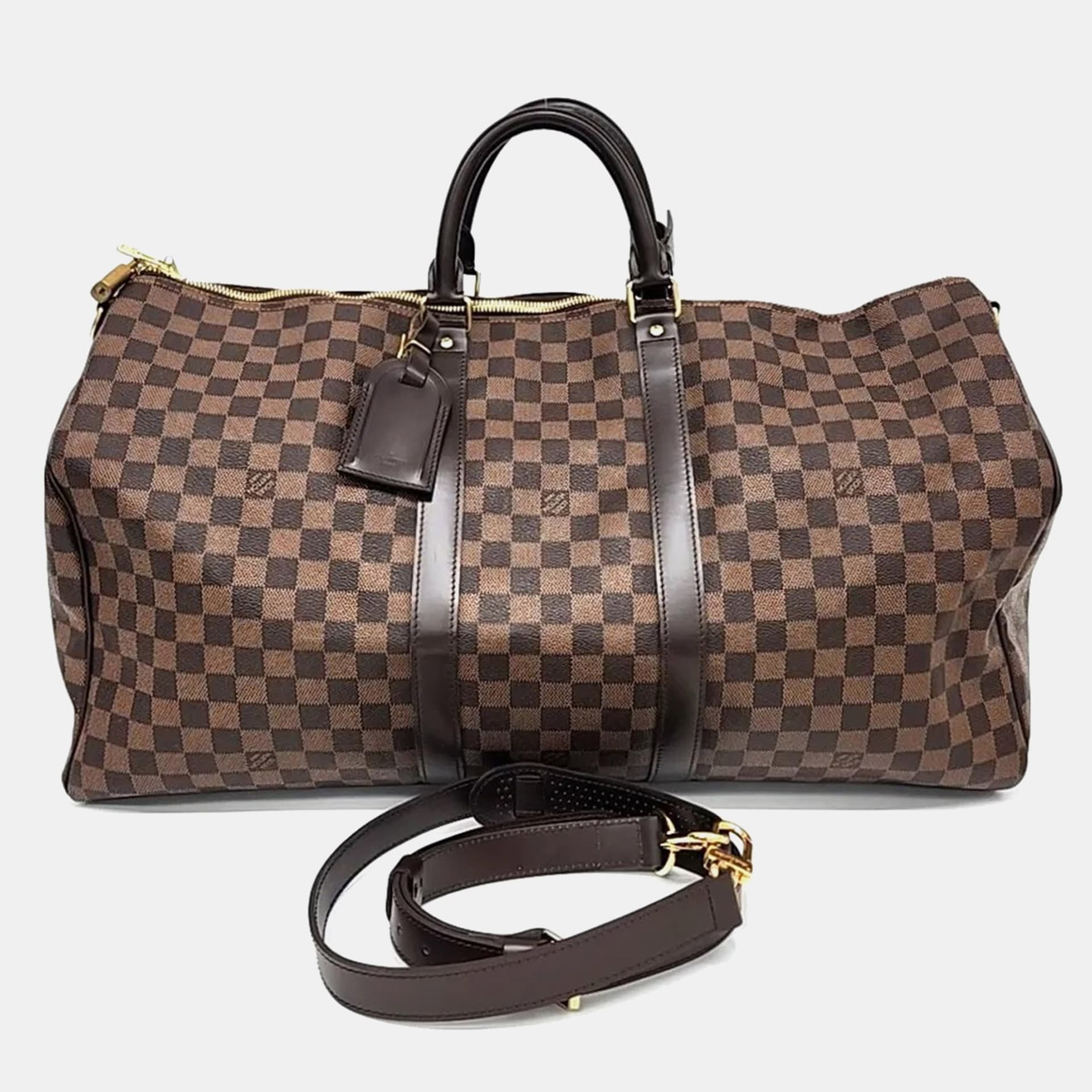Louis Vuitton Brown PVC Damier Bandouli&egrave;re Keepall 55