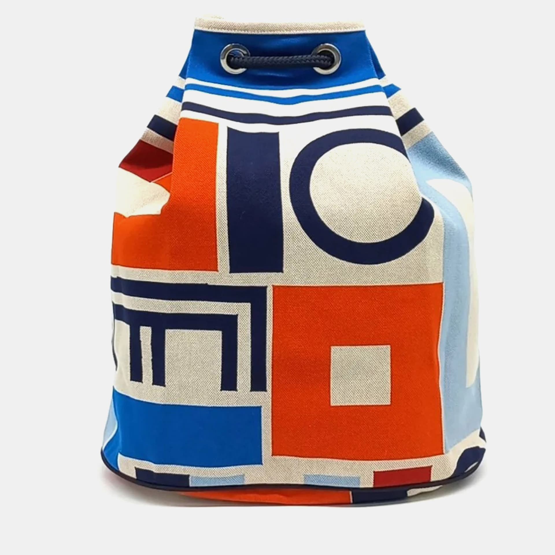 Hermes Bucket Backpack Multicolor Canvas Drawstring Bag
