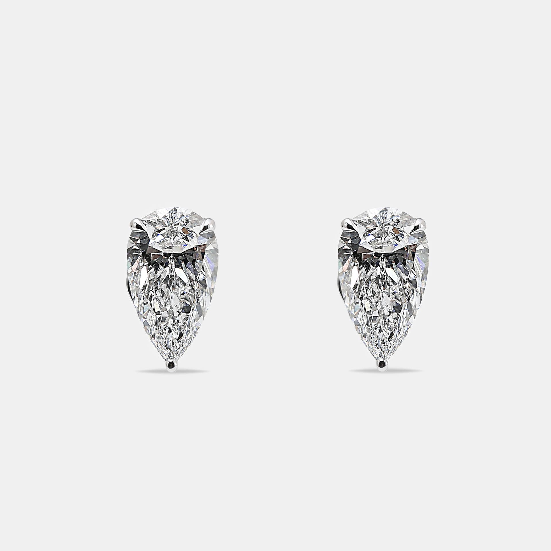 6.00 cts Pear Brilliant 18k White Gold Lab Grown Diamonds Solitaire Earrings