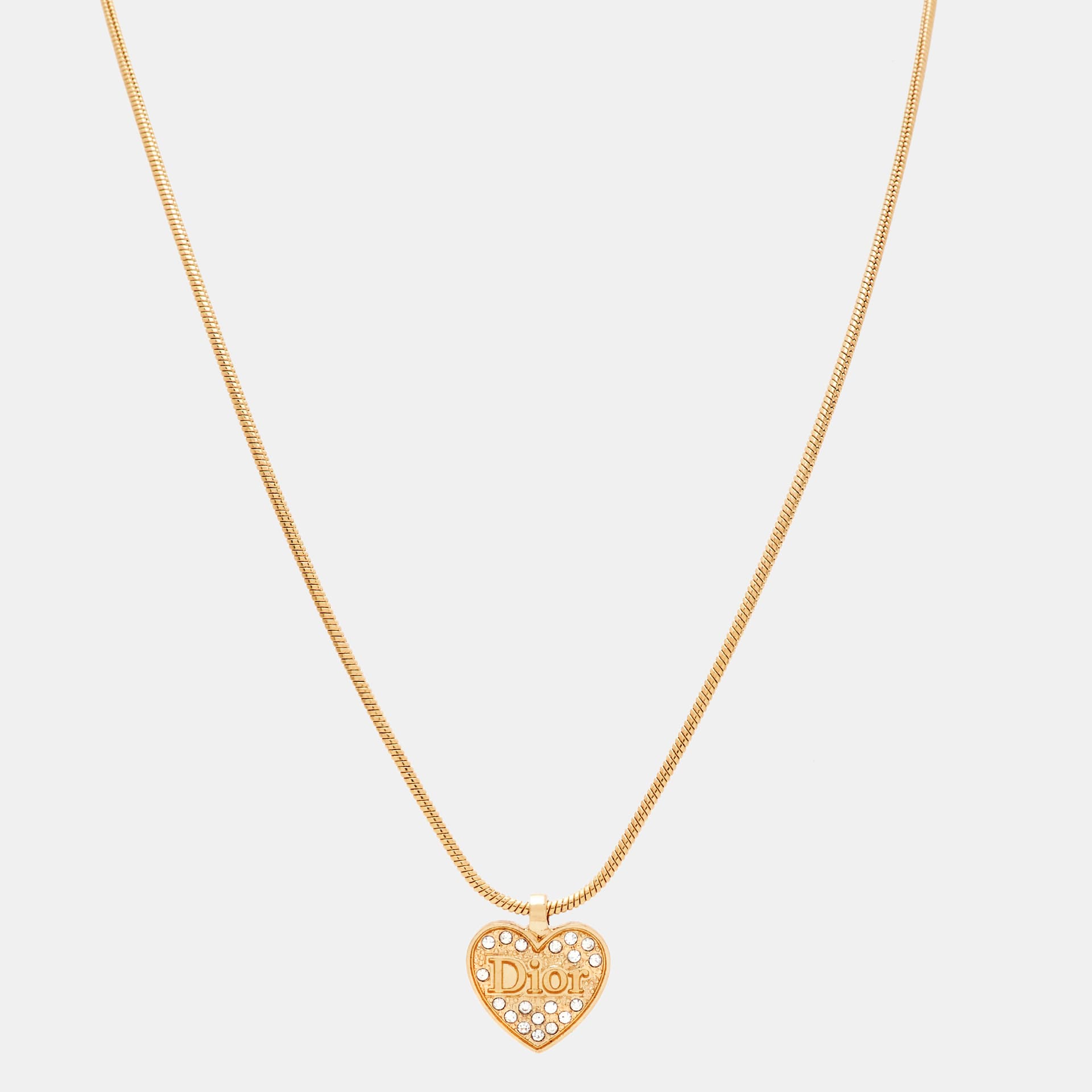 Dior Heart Crystals Gold Tone Necklace