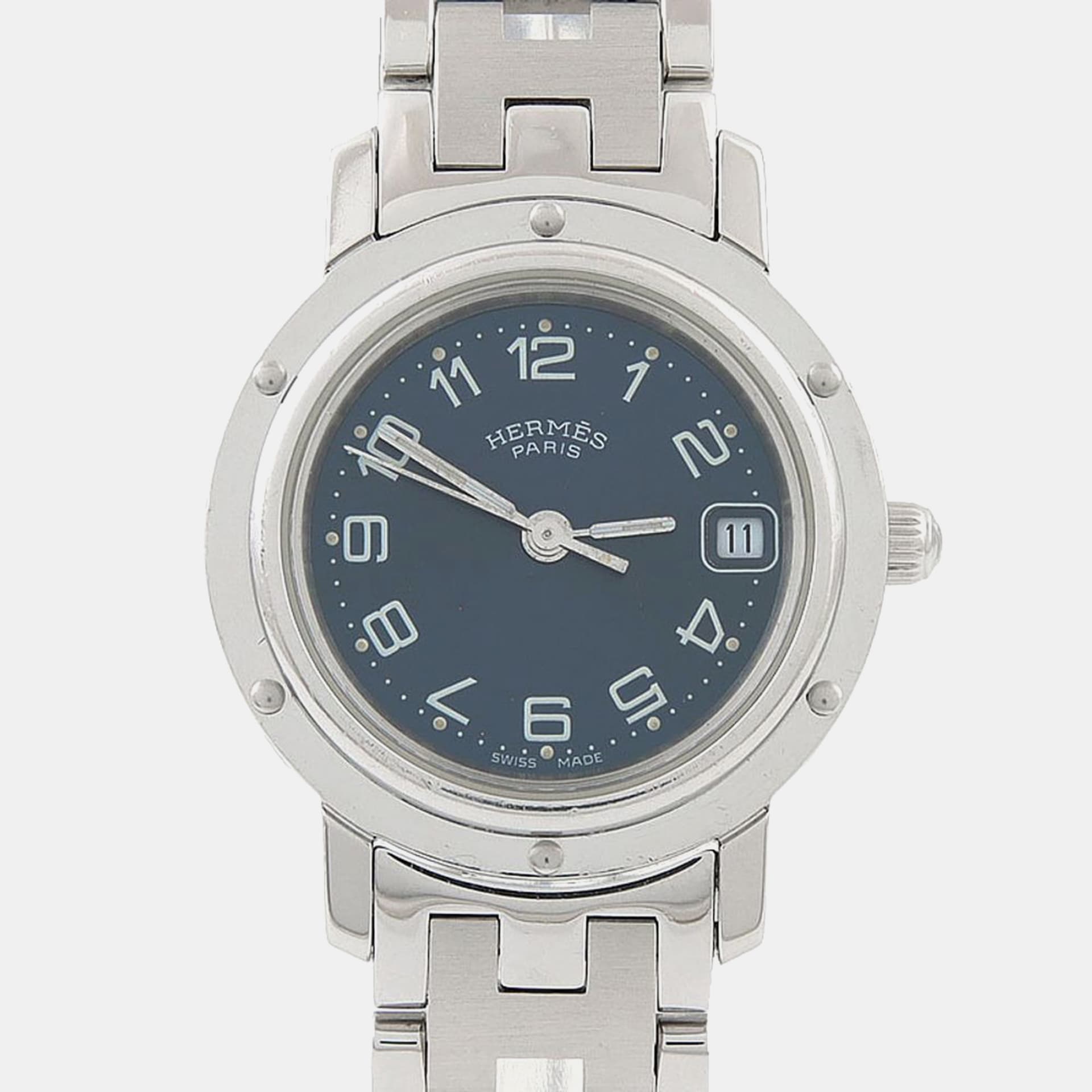 Hermes Clipper CL4.210 Blue Stainless Steel Quartz Women's Wristwatch24mm