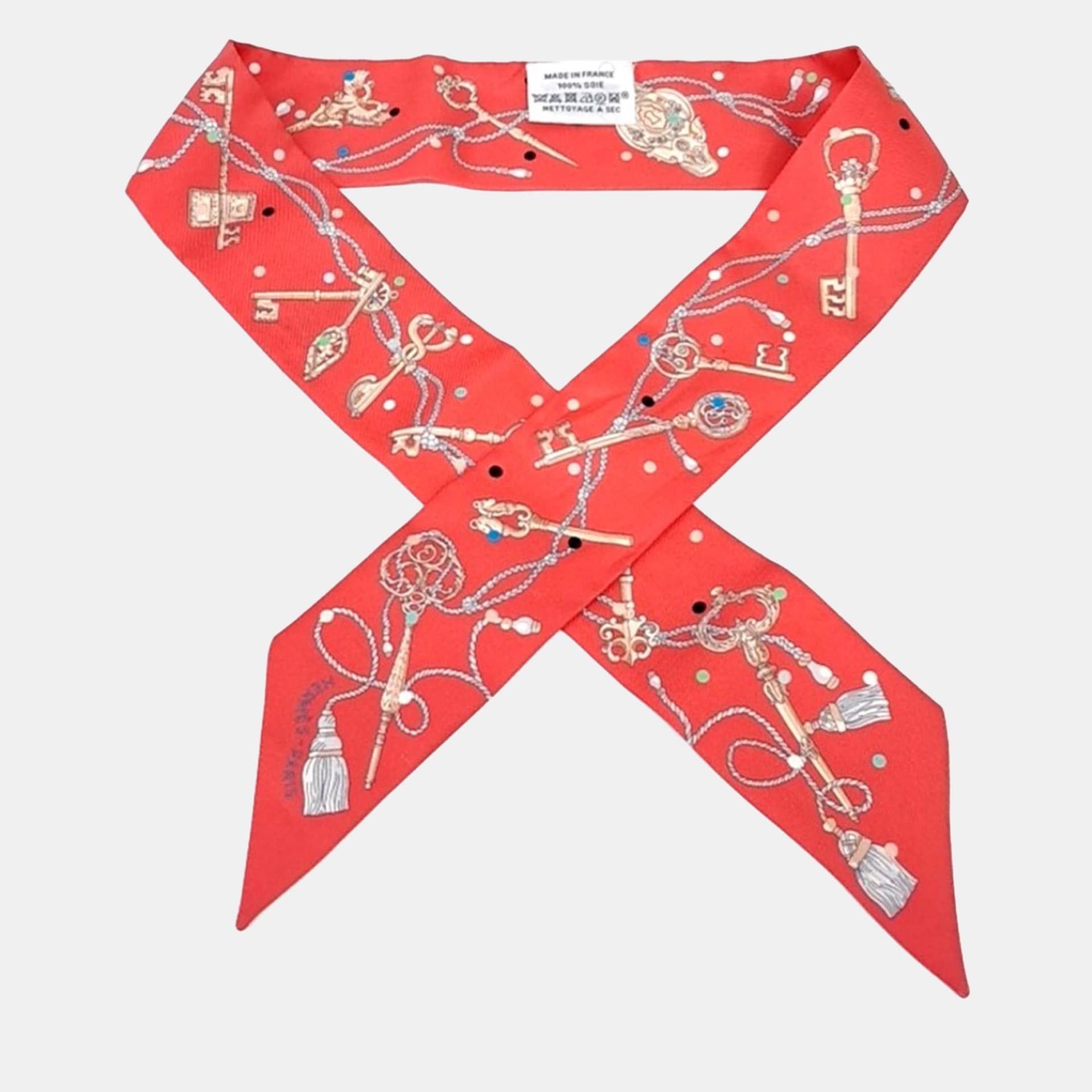 Herm&egrave;s Multicolor/Red Twilly scarf