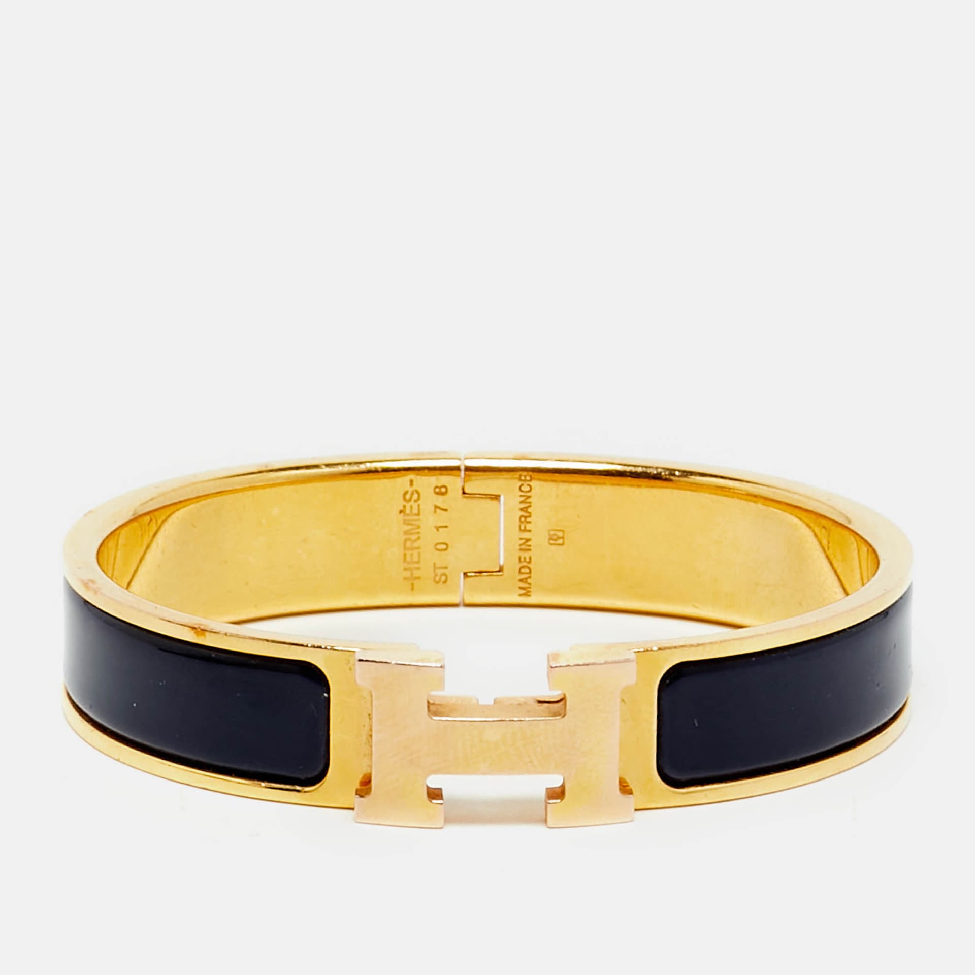 Herm&egrave;s Clic H  Enamel Gold Tone Bracelet