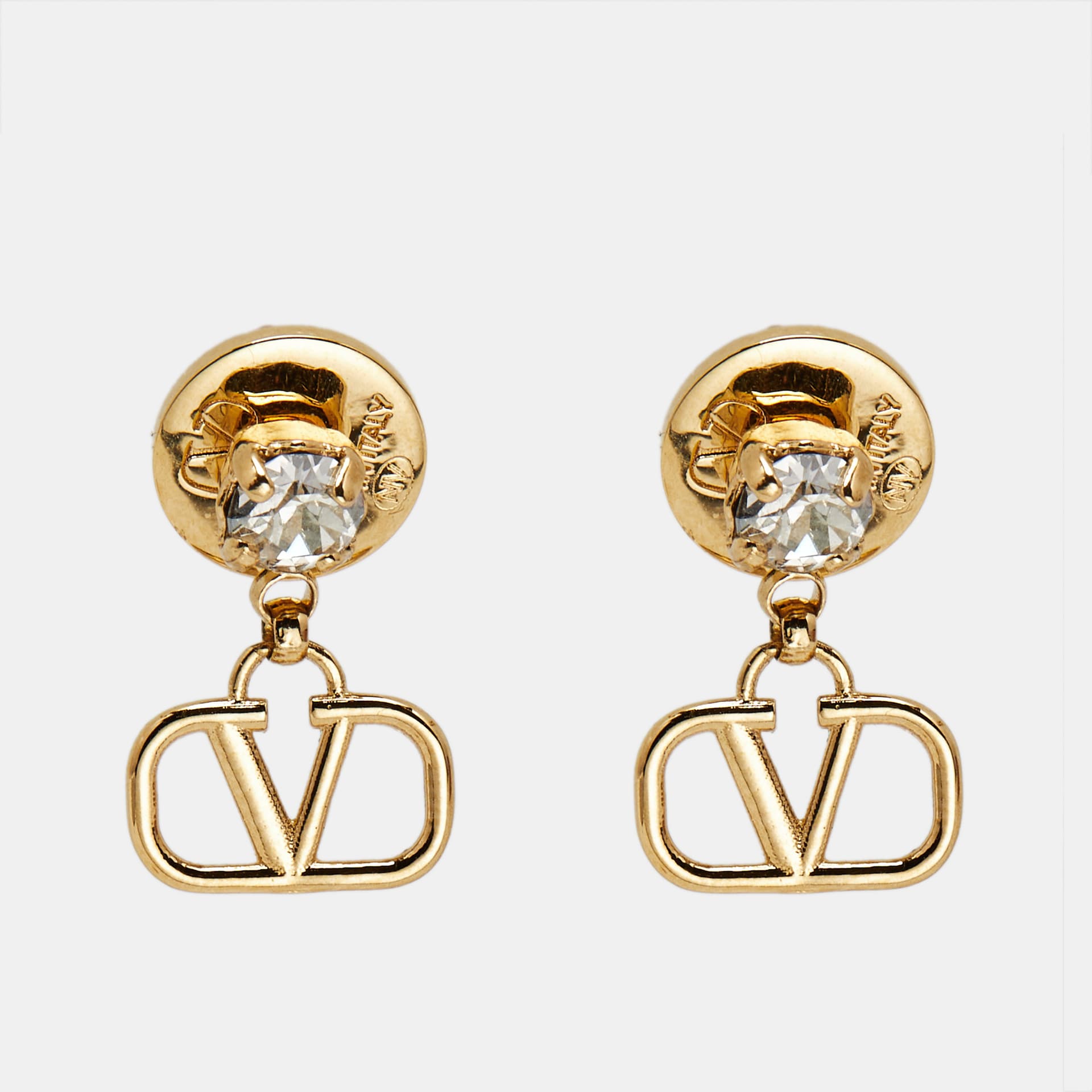 Valentino VLogo  Crystals Gold Tone Earrings