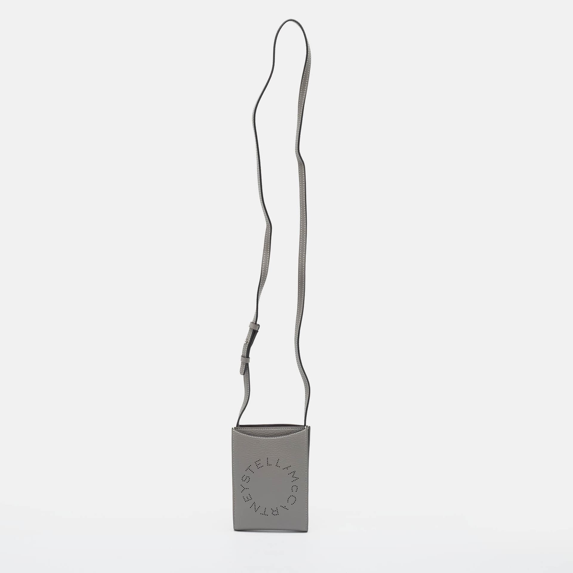 Stella McCartney Alter Mat Grey Faux Leather Phone Crossbody Bag