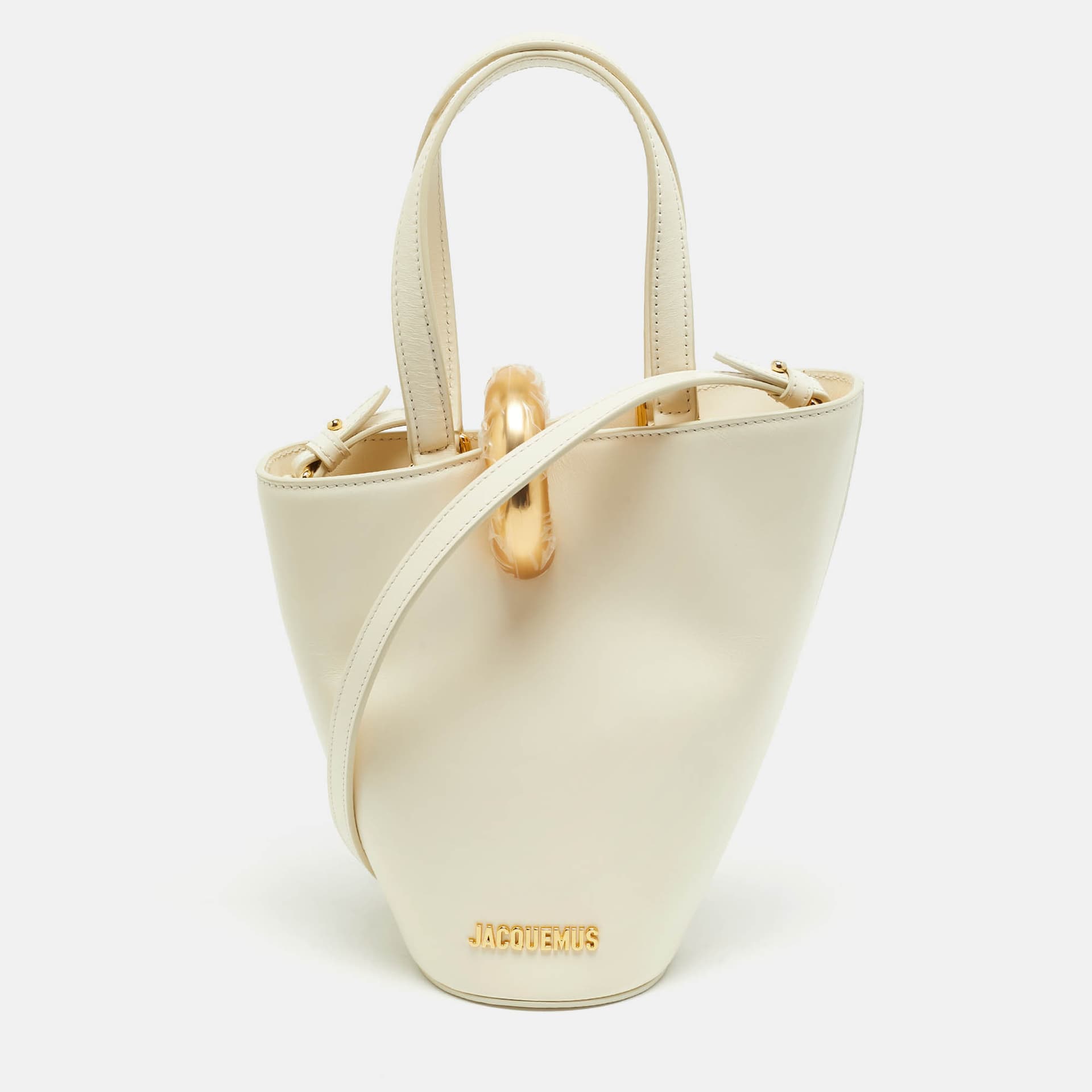 Jacquemus Bambola Le Petit Light Ivory Leather Tote