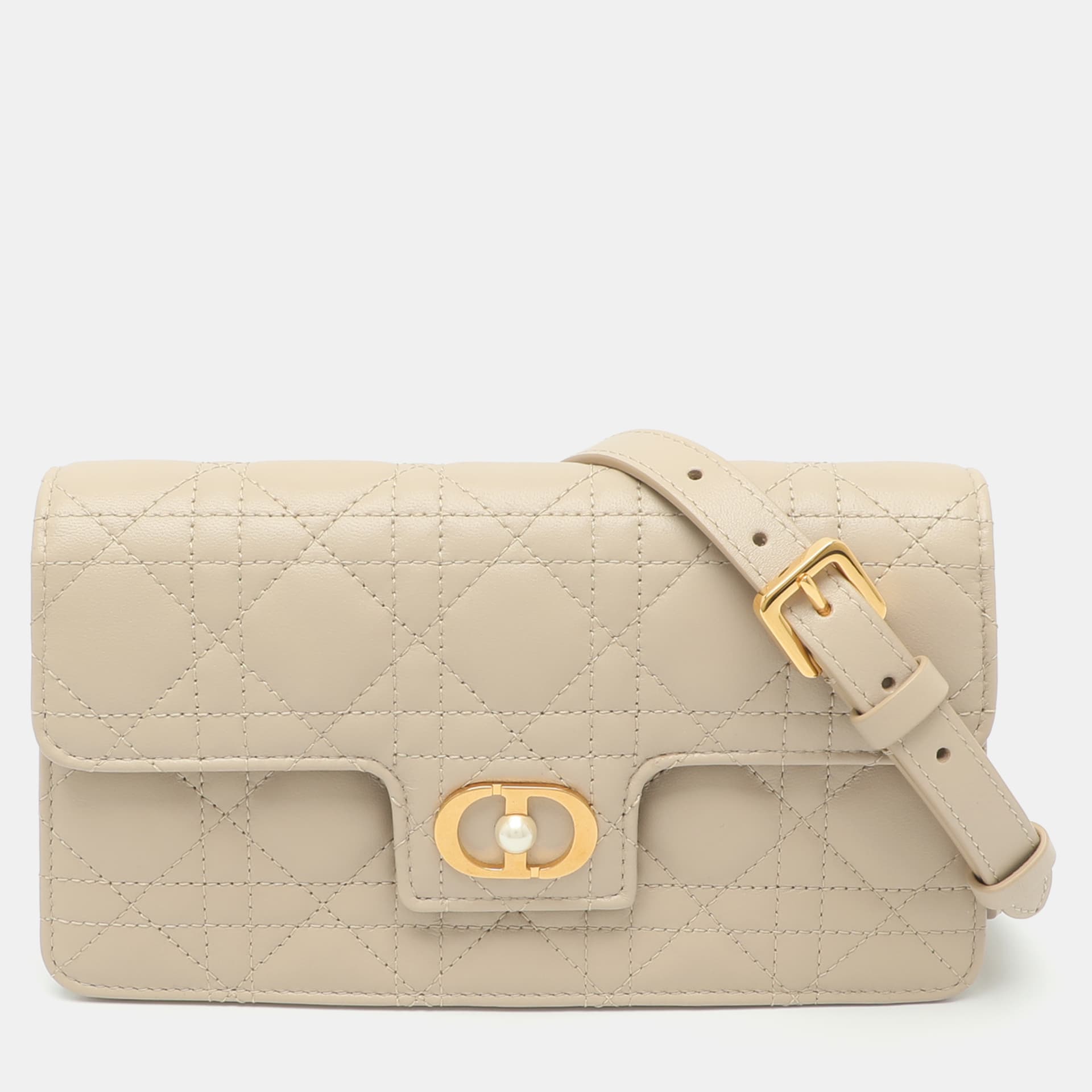 Dior Jolie Mini Beige Cannage Leather Crossbody Bag