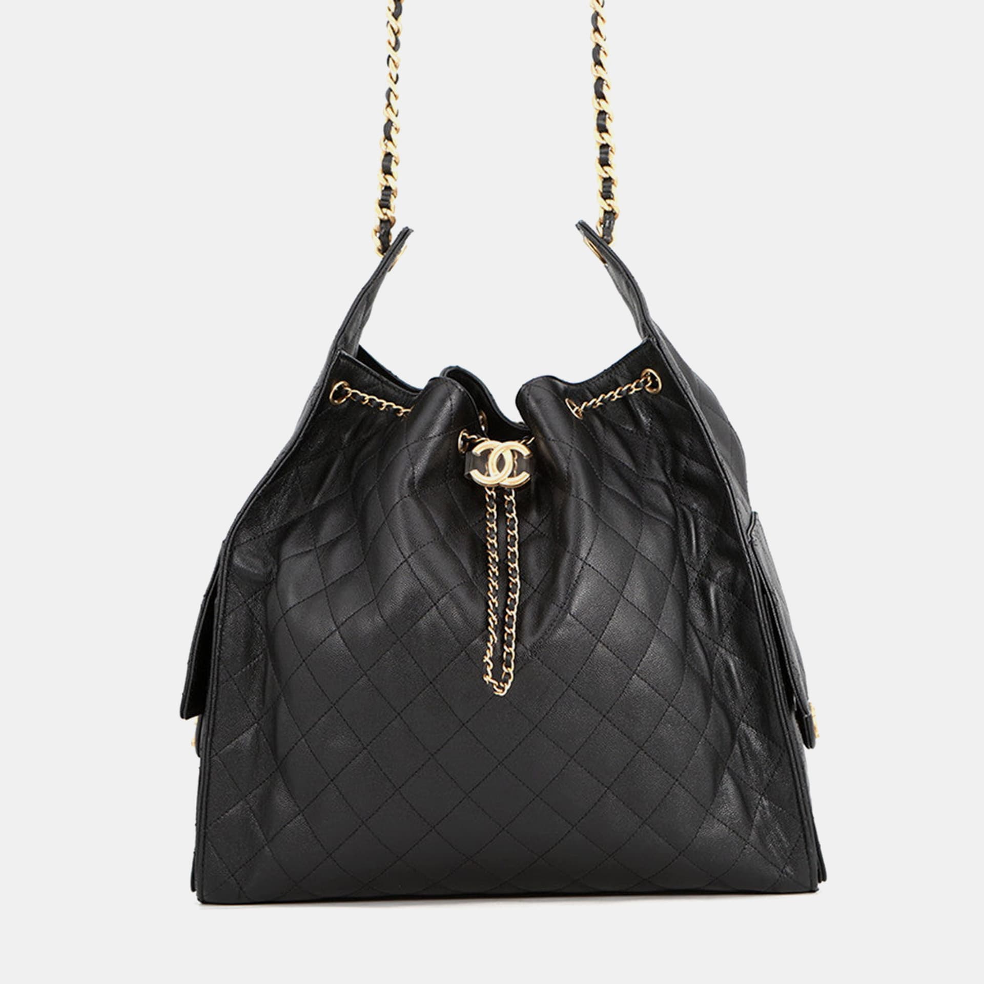 Chanel Chanel25 Chain shoulder Bag Black Caviar Leather Size Large