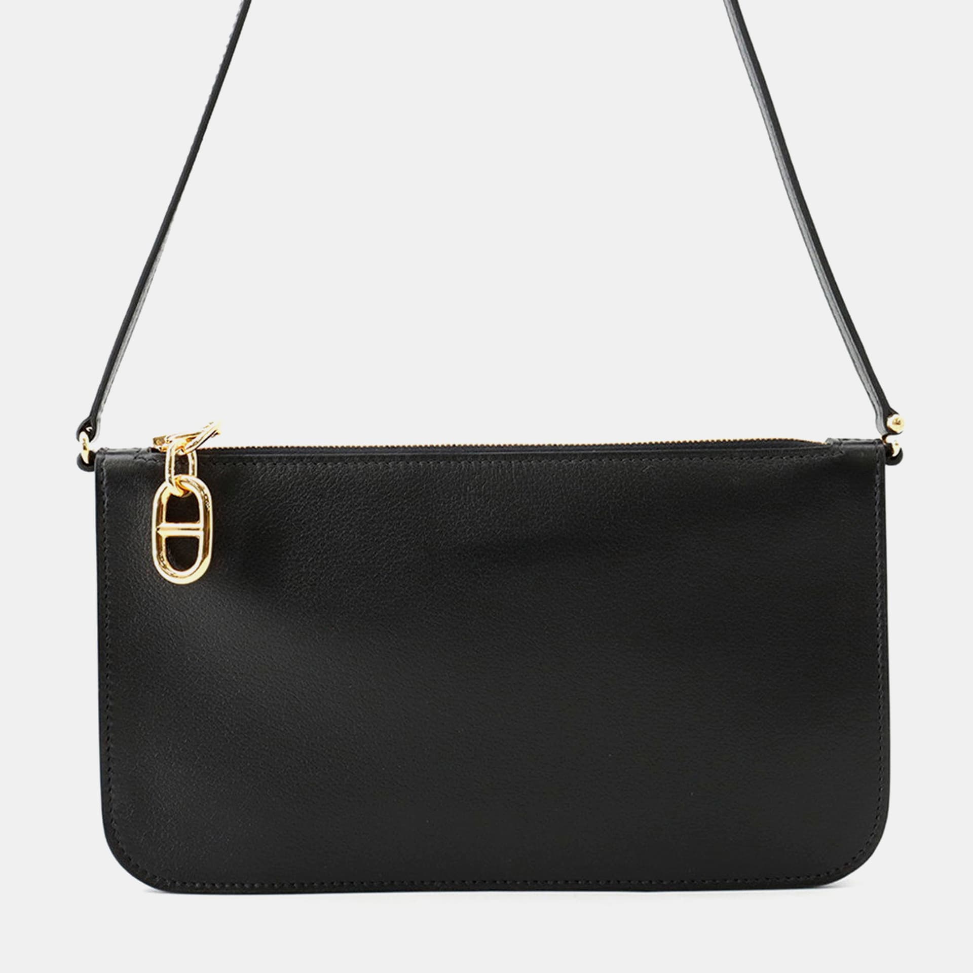 Hermes Zip Un Go To Go Black Evergrain Calfskin Leather Crossbody Bag