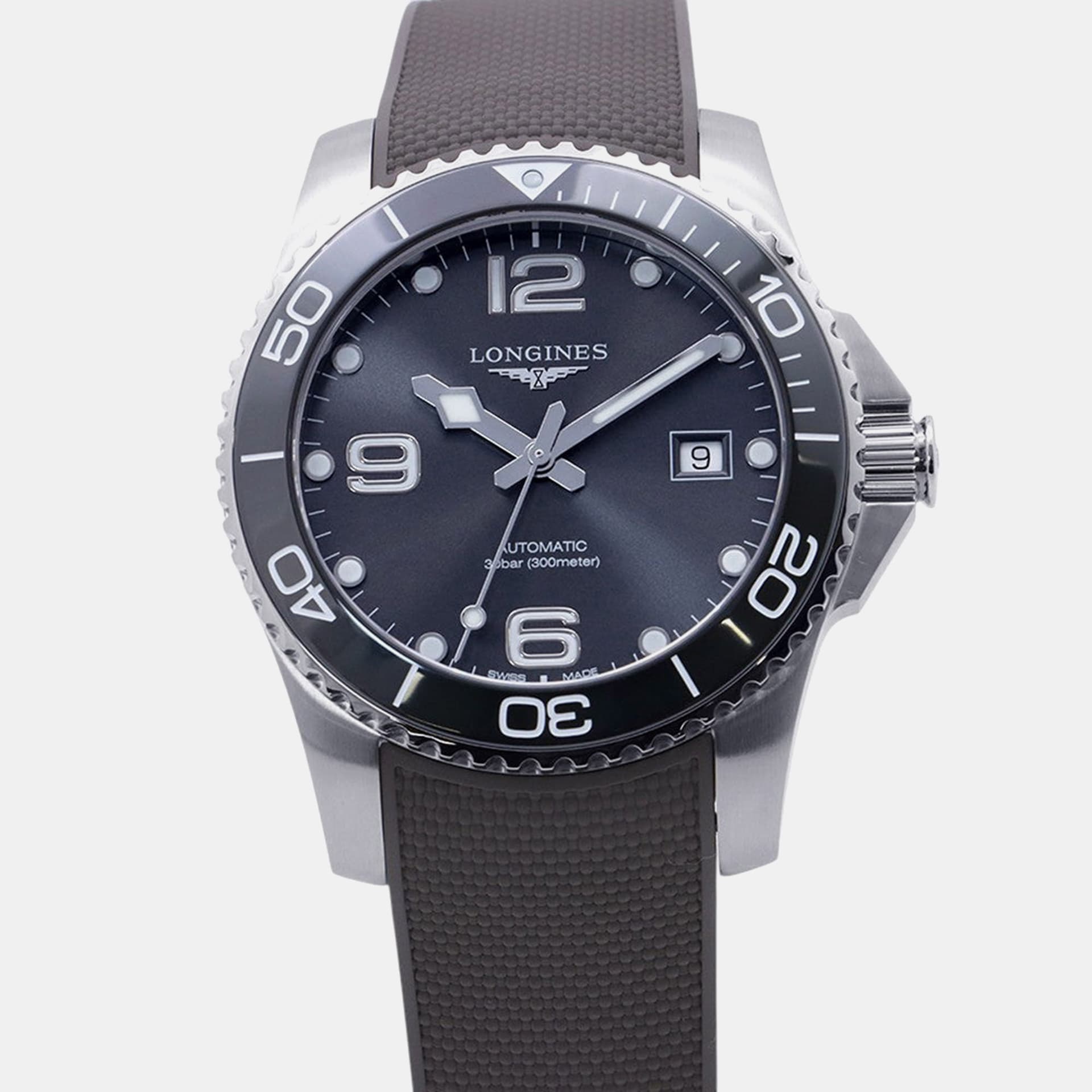 Longines HydroConquest L3.781.4.76.9 Grey Stainless Steel Automatic Men's Wristwatch 41mm