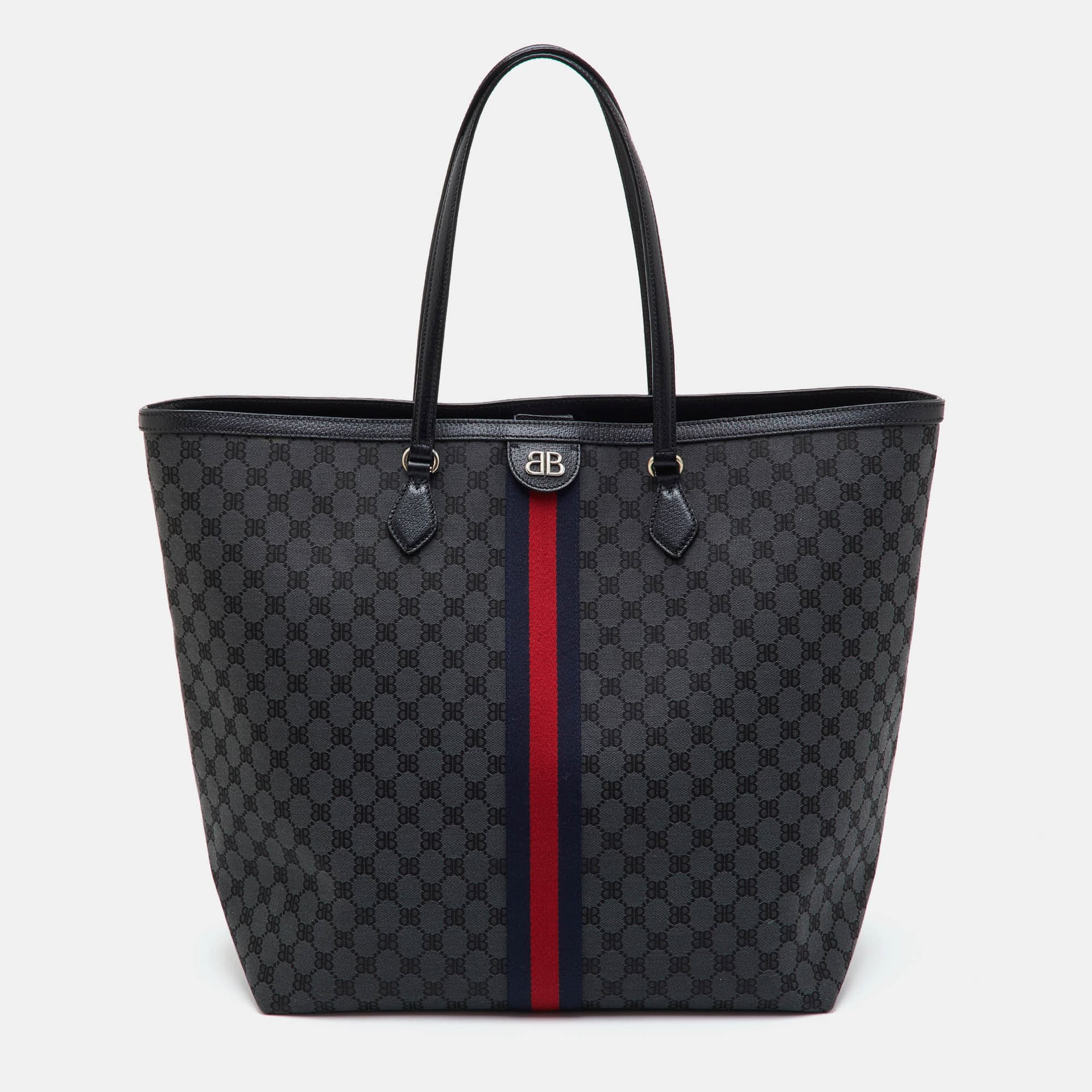 Balenciaga x Gucci The Hacker Project Black/Dark Grey Canvas and Leather Tote