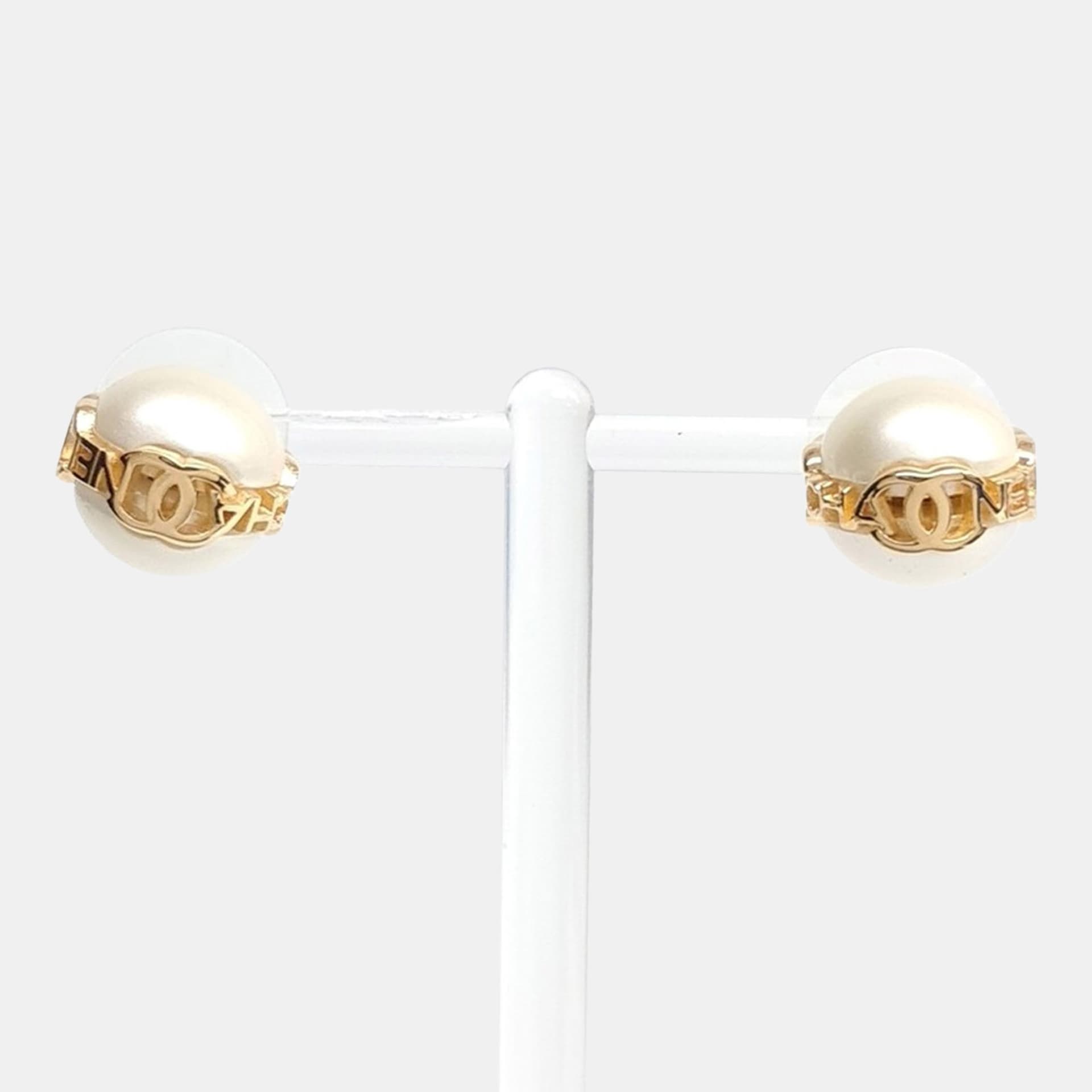 Chanel Pearl Gold Tone Earrings