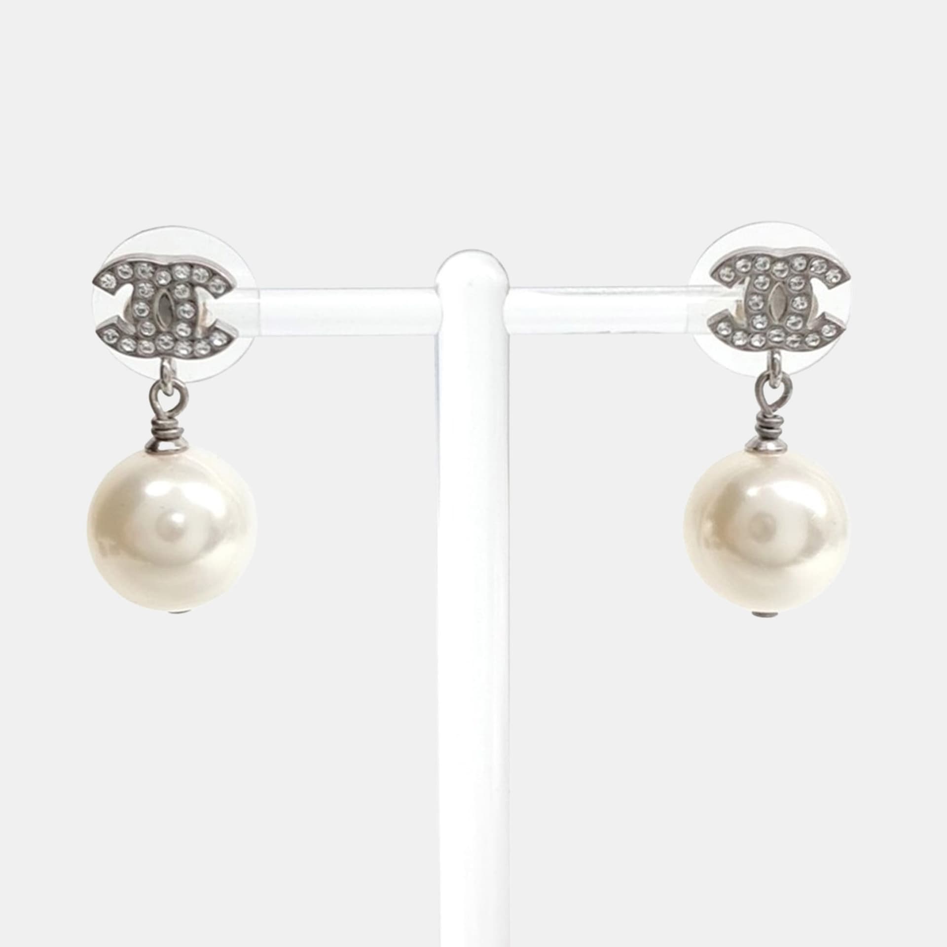 Chanel Pearl Logo Earrings