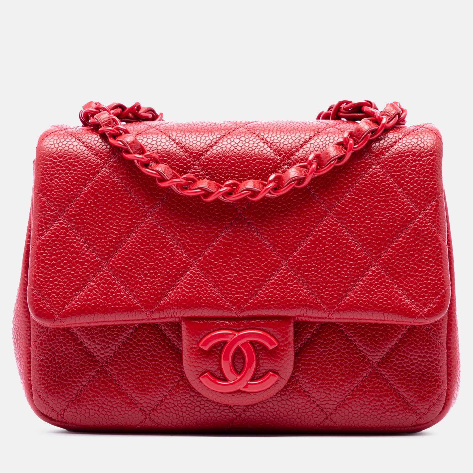 Chanel Incognito Mini Square Red Caviar Leather Crossbody Bag
