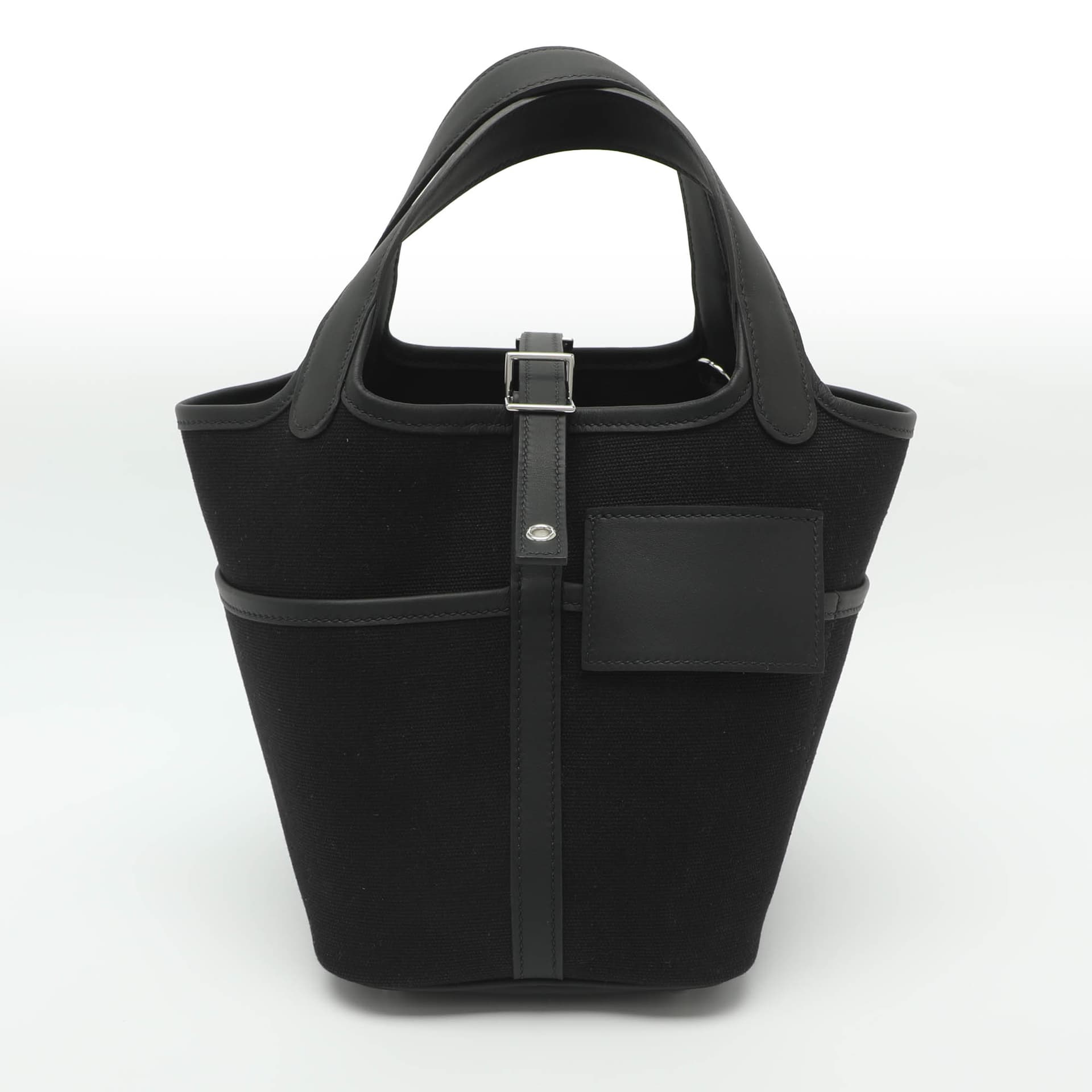 Herm&egrave;s Picotin Lock Cargo 18 Black Toile Goeland Canvas and Swift Leather Palladium Hardware Bag