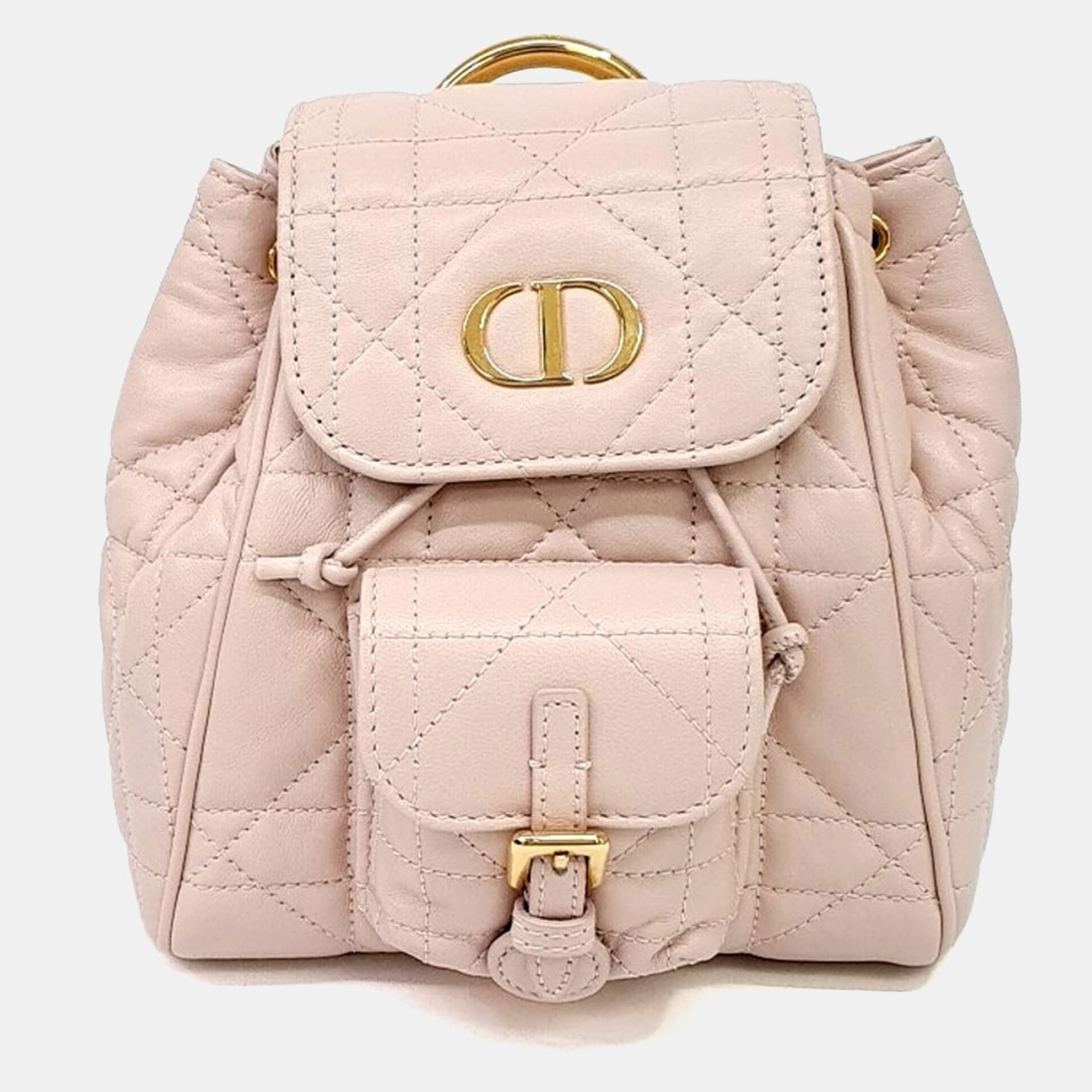 Christian Dior Caro Small Pink Cannage Quilted Lambskin Leather Backpack Bag