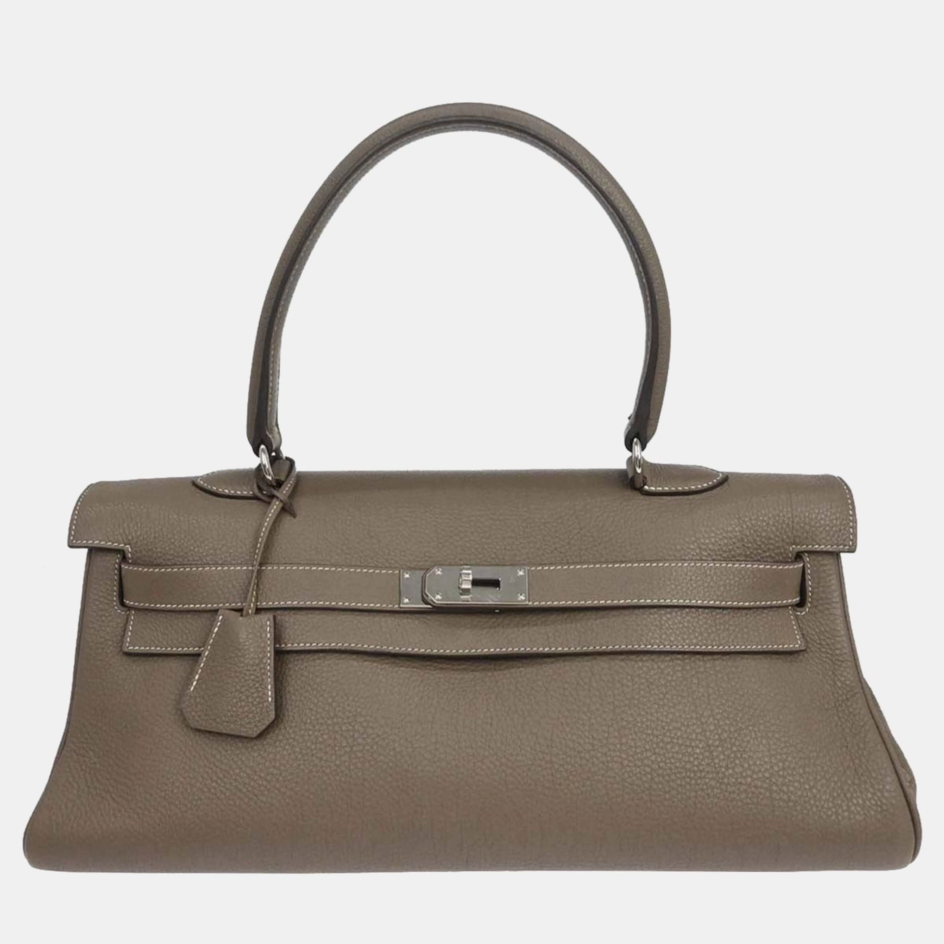 Hermes Shoulder Kelly 42 Etoupe Clemence Leather Shoulder Bag