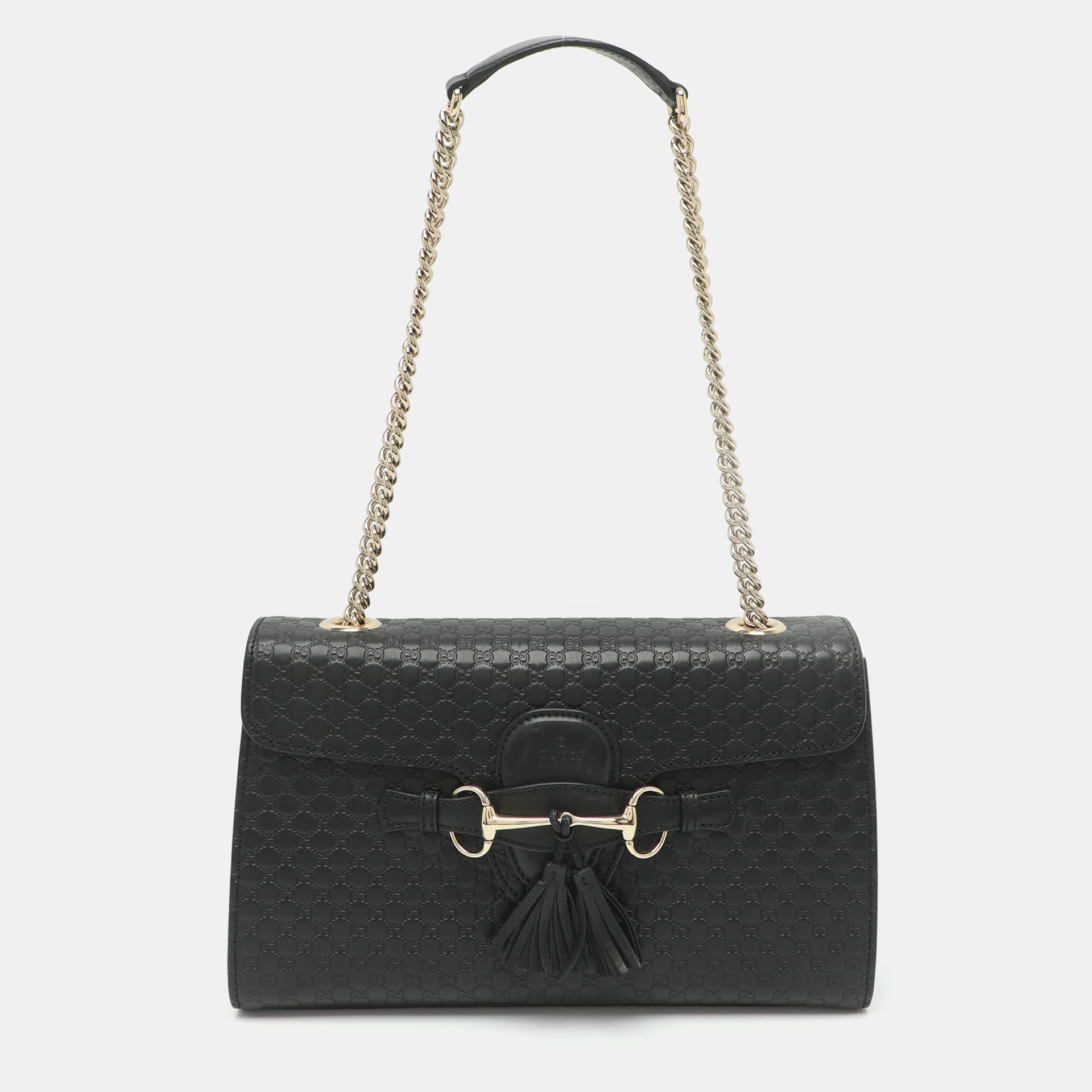 Gucci Emily Medium Black Microguccissima Leather Shoulder Bag