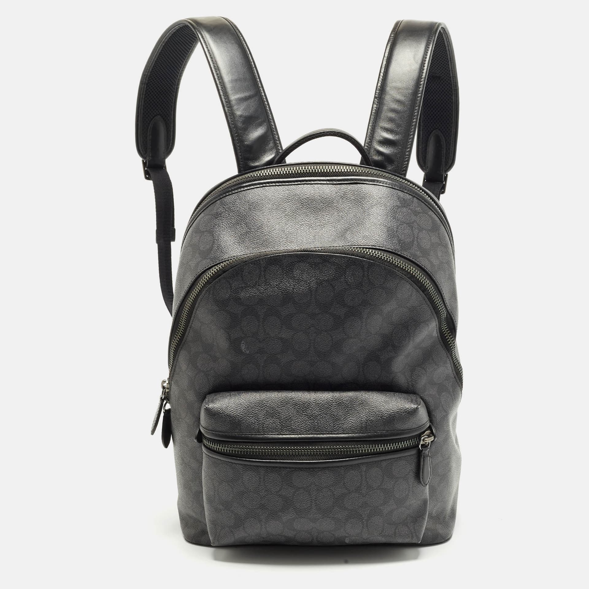 Coach Charter Black Signature Coated Canvas and Leather Backpack